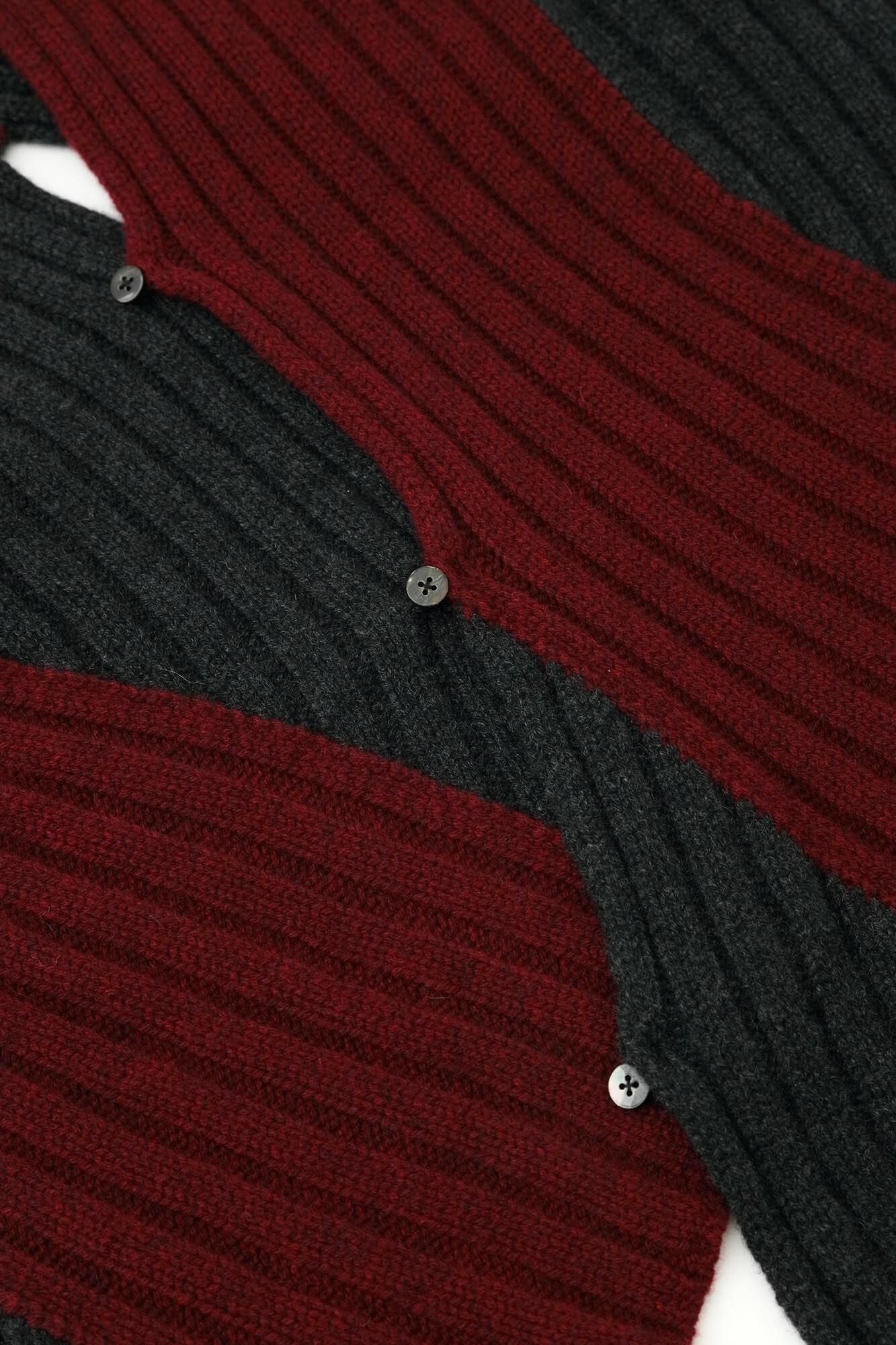 SOU・SOU×ALPHA 羊絨 枯山水圍巾/ 酒紅色×灰炭色