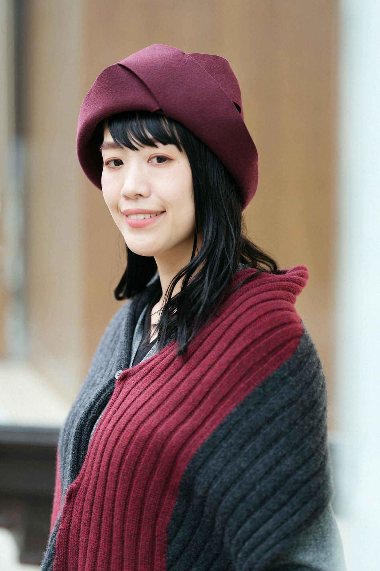 SOU・SOU×ALPHA 羊絨 枯山水圍巾/ 酒紅色×灰炭色