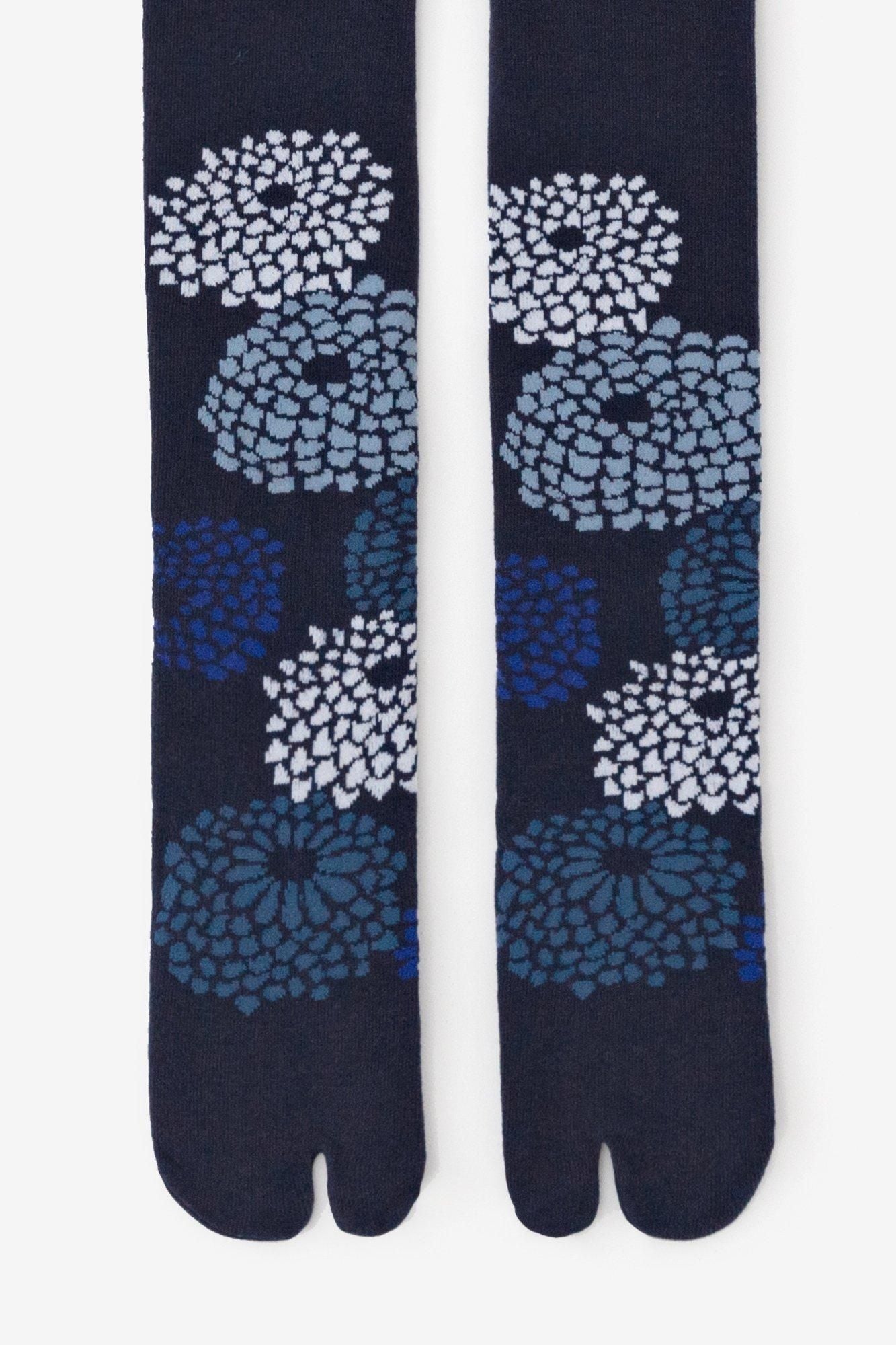 Tabi Tights/Chrysanthemum Navy Blue
