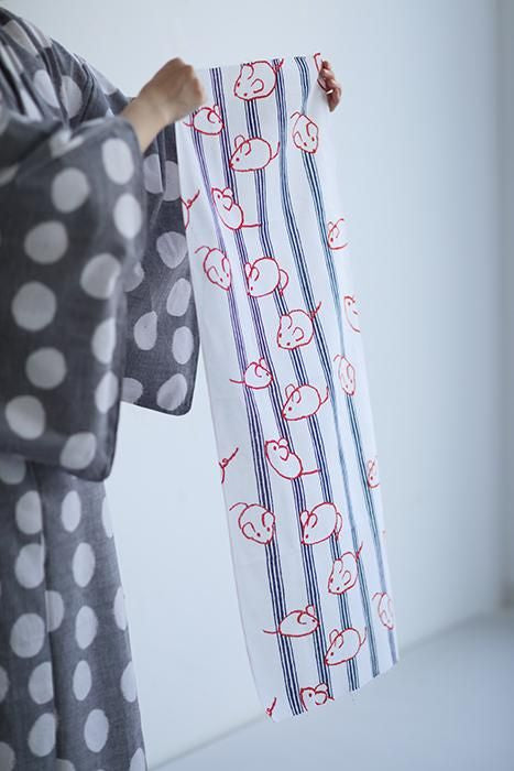 Isemomen Cotton Textile Handkerchief / Zodiac Handkerchief Year of the Rat and Fine Stripes 2020