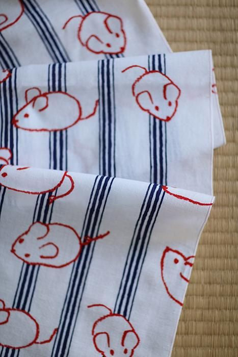 Isemomen Cotton Textile Handkerchief / Zodiac Handkerchief Year of the Rat and Fine Stripes 2020