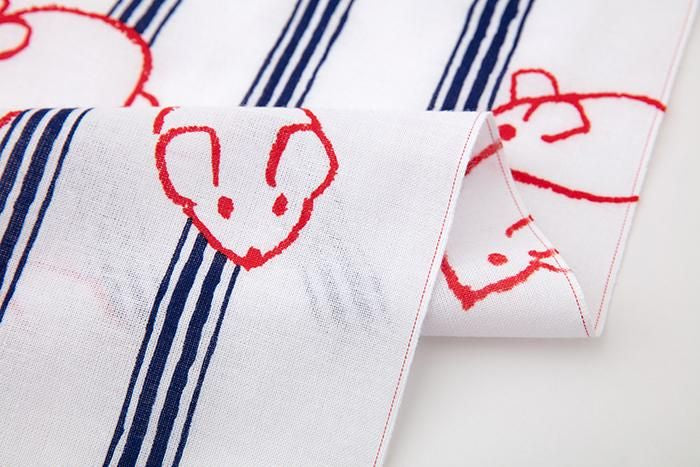 Isemomen Cotton Textile Handkerchief / Zodiac Handkerchief Year of the Rat and Fine Stripes 2020