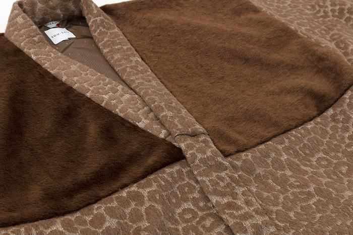 豹紋緹花 帷子簡易和服 附裡襯/棕茶色