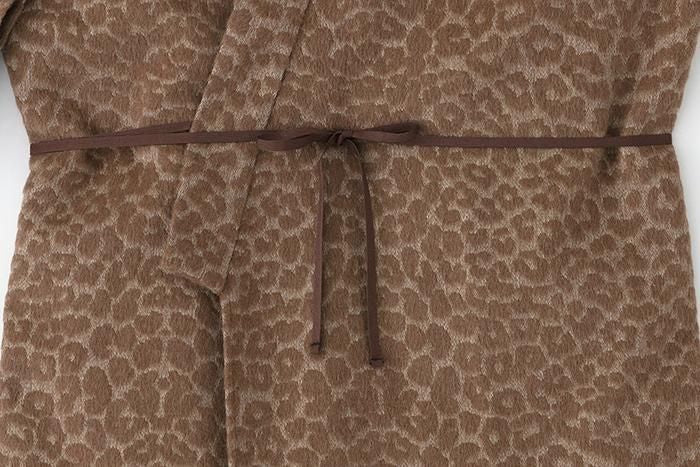 豹紋緹花 帷子簡易和服 附裡襯/棕茶色