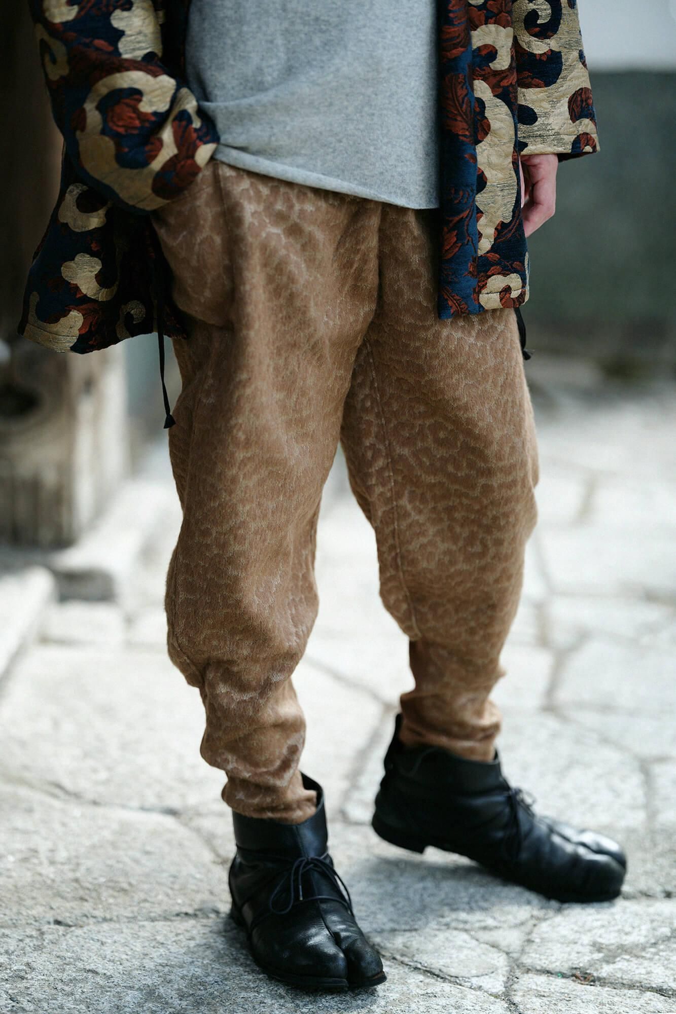 【net限定】豹ジャカール 裁付(たっつけ)えんゆう穿き/丁字茶(ちょうじちゃ)