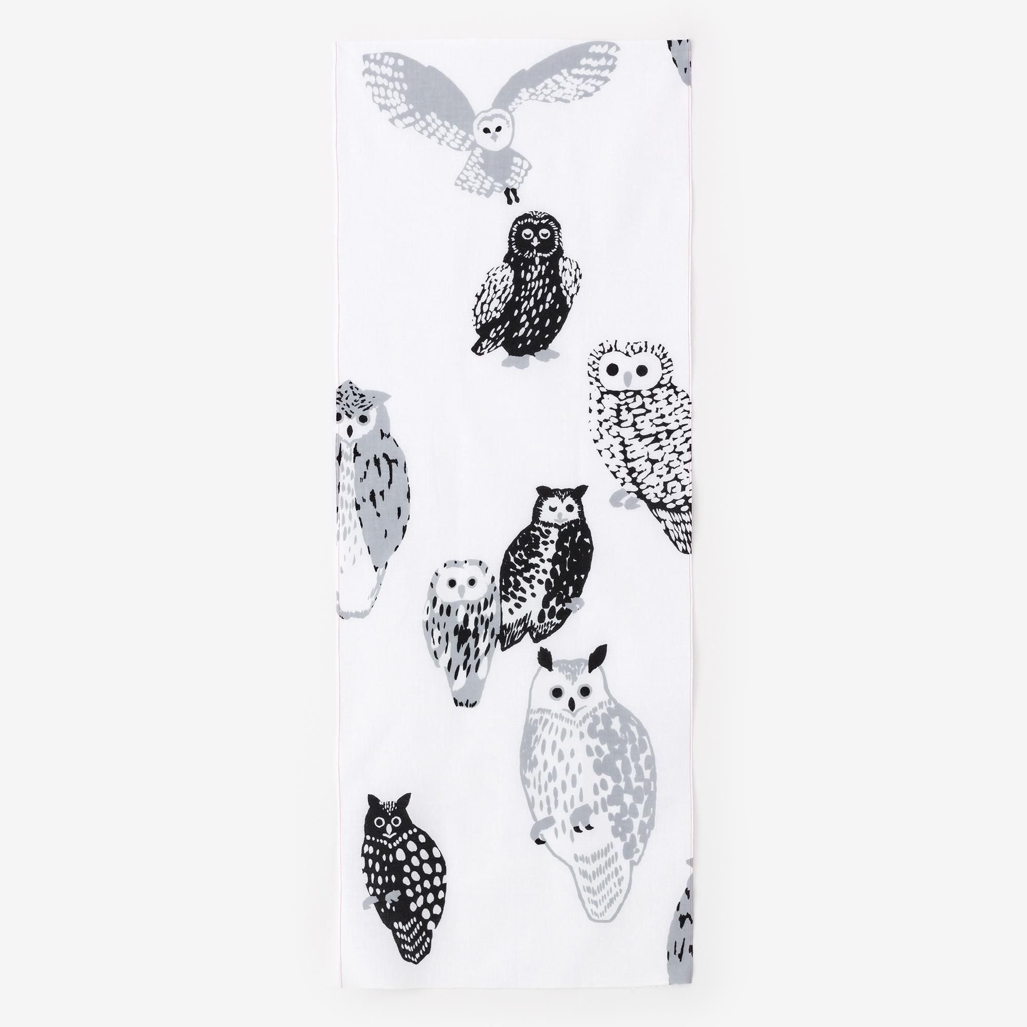 伊勢木綿 textile手ぬぐい/ふくろう