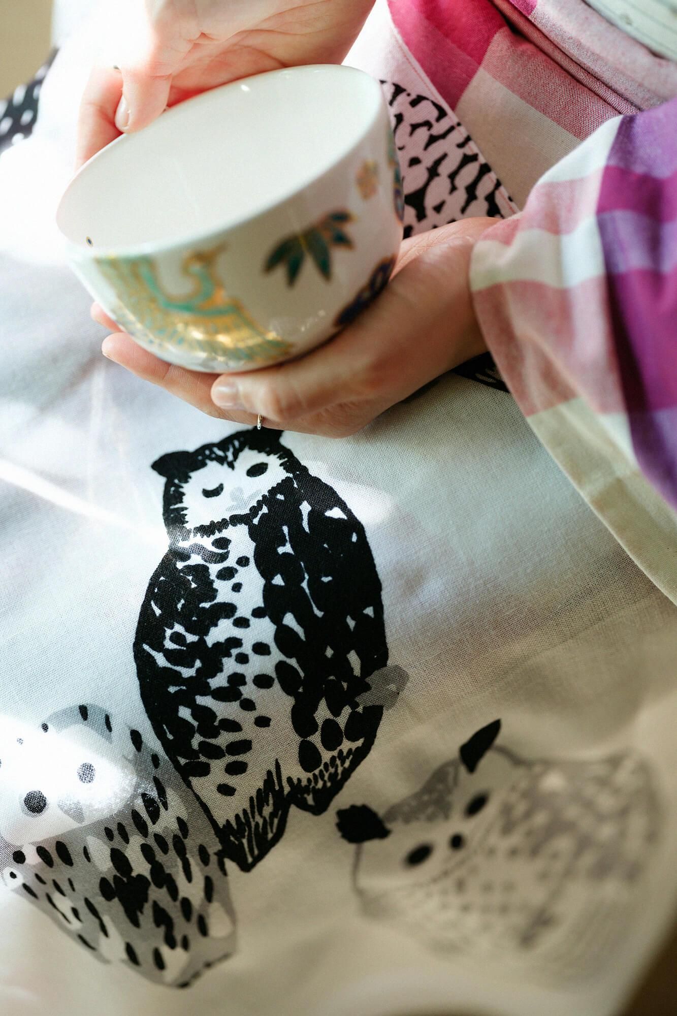 伊勢木綿 textile手ぬぐい/ふくろう