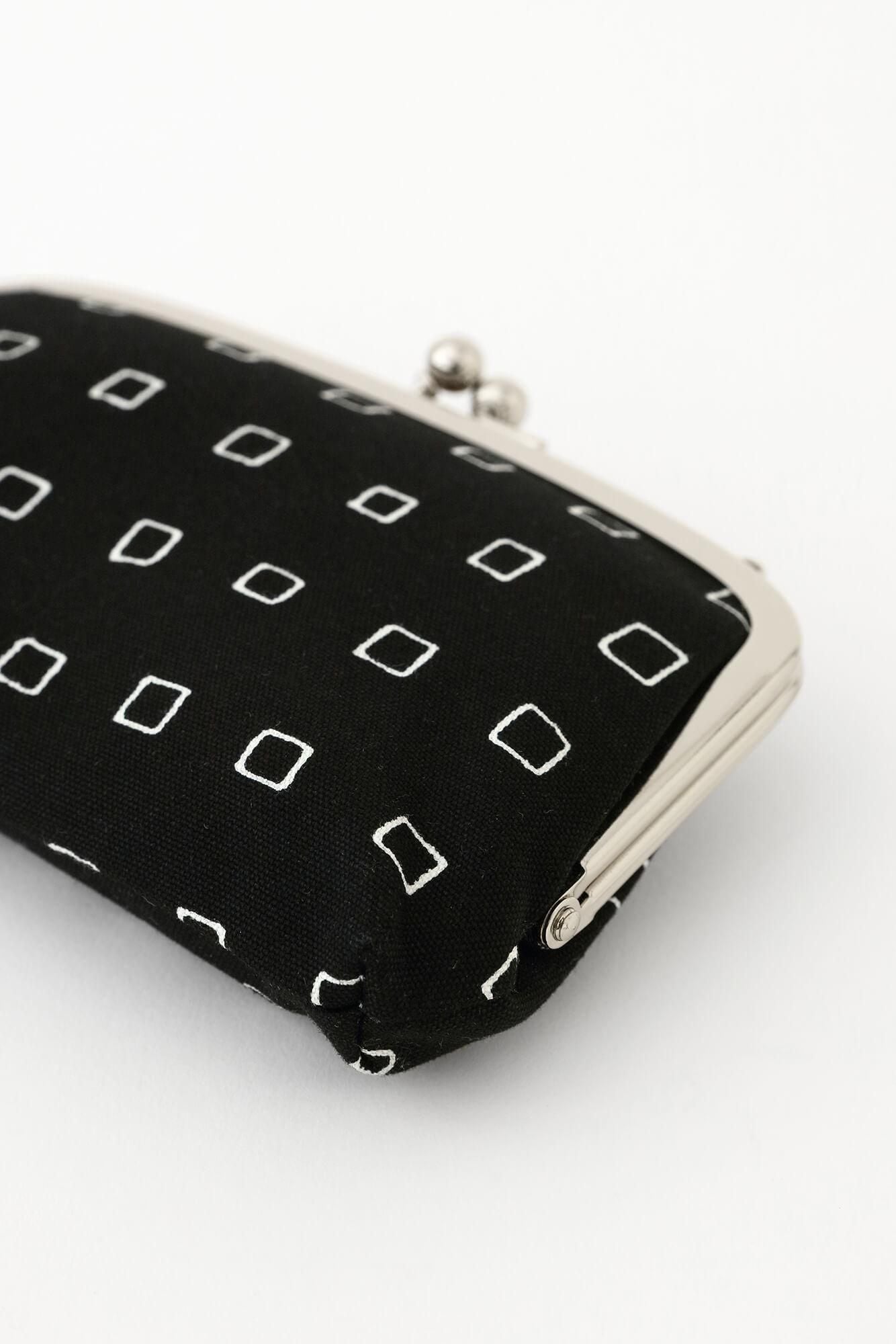 No.12 Soft Canvas Soft (Gamaguchi Clasp Purse(Double Layer)/ Black Masu × White