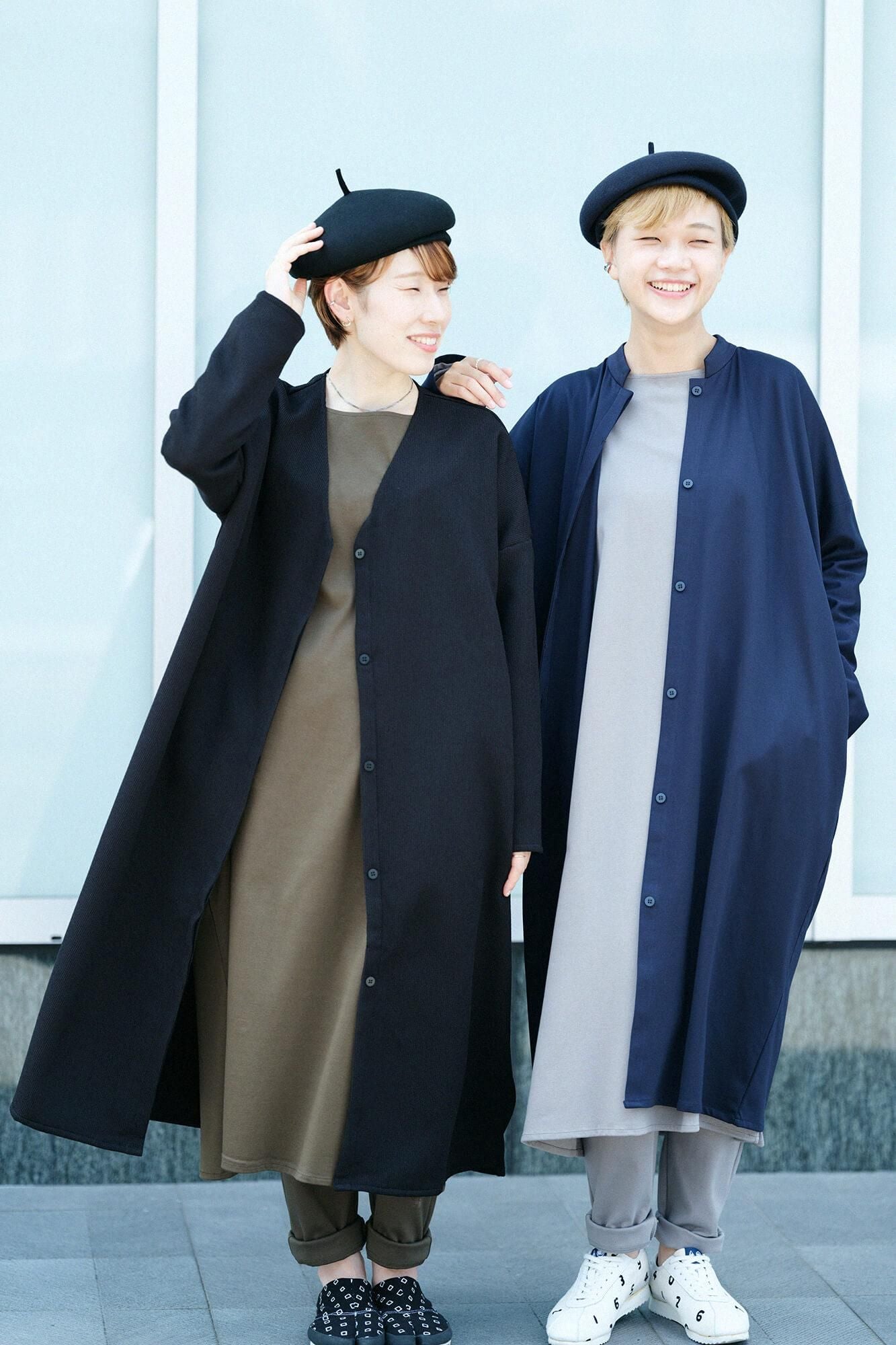 羅紋針織布 船領 長袖連衣裙/橄欖綠