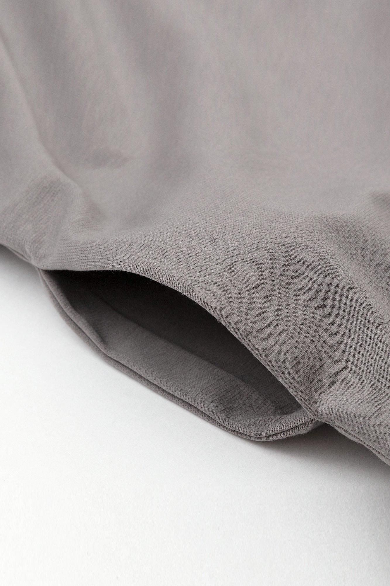 羅紋針織布 船領 長袖連身裙/淺灰色