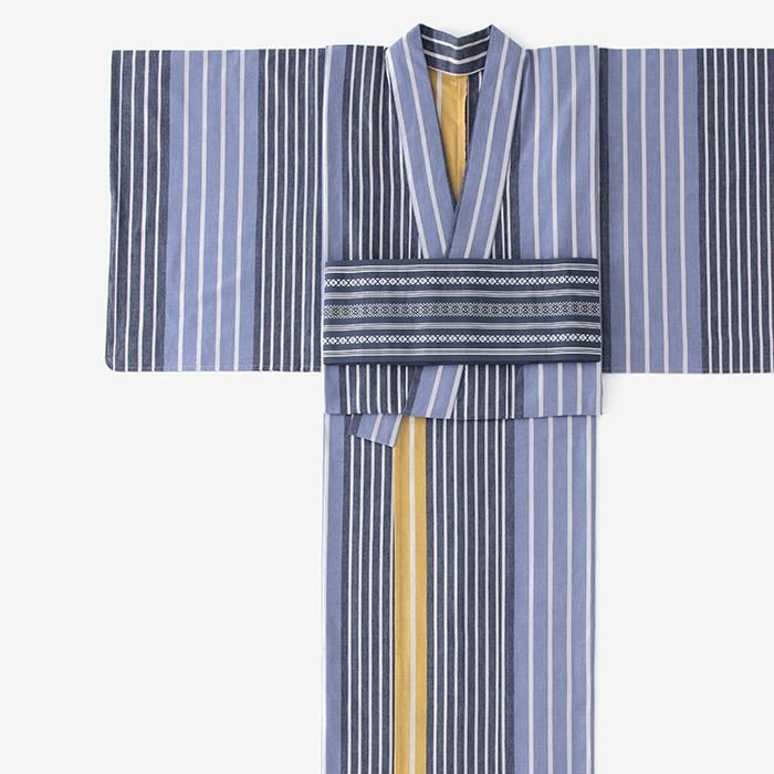 【※不包含縫製費用】伊勢木棉(20/20) 和服布/染流條紋 芥末黃