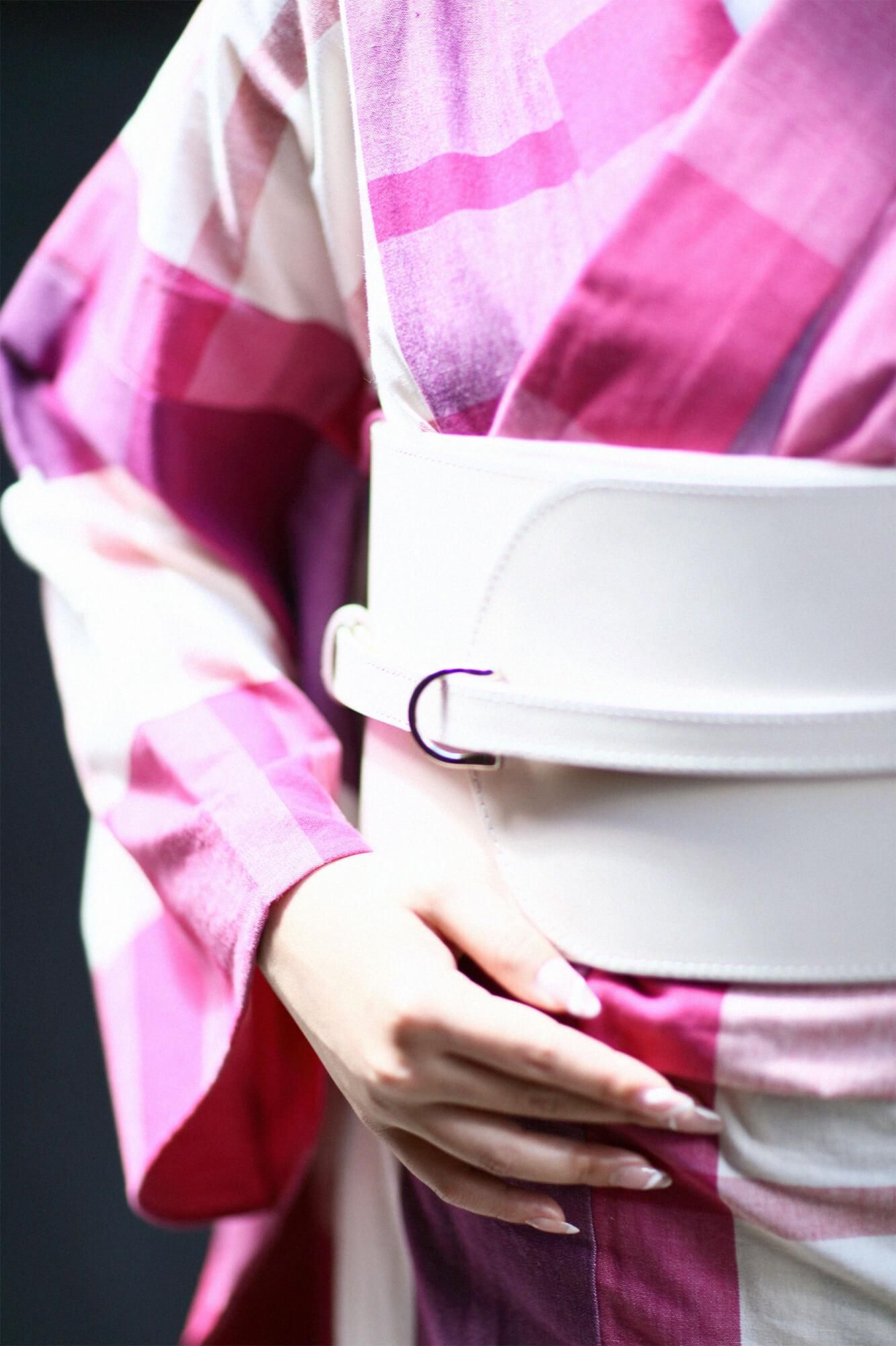 【※不包括縫製費用】伊勢木綿(20/20) 和服布/宇治橋格子 牡丹色