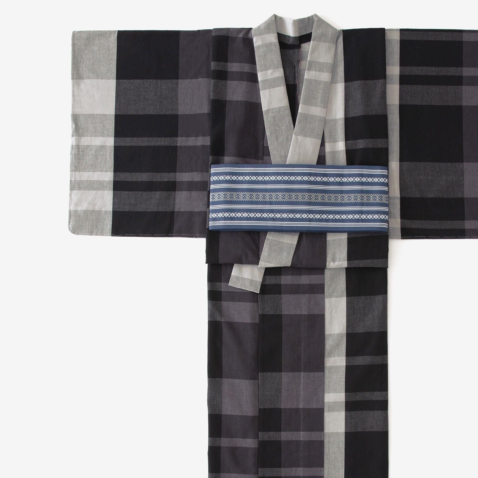 【※Tailoring Excluded】Isemomen Cotton(20/20) Kimono Fabric/Uji Bridge Lattice Grey Ink