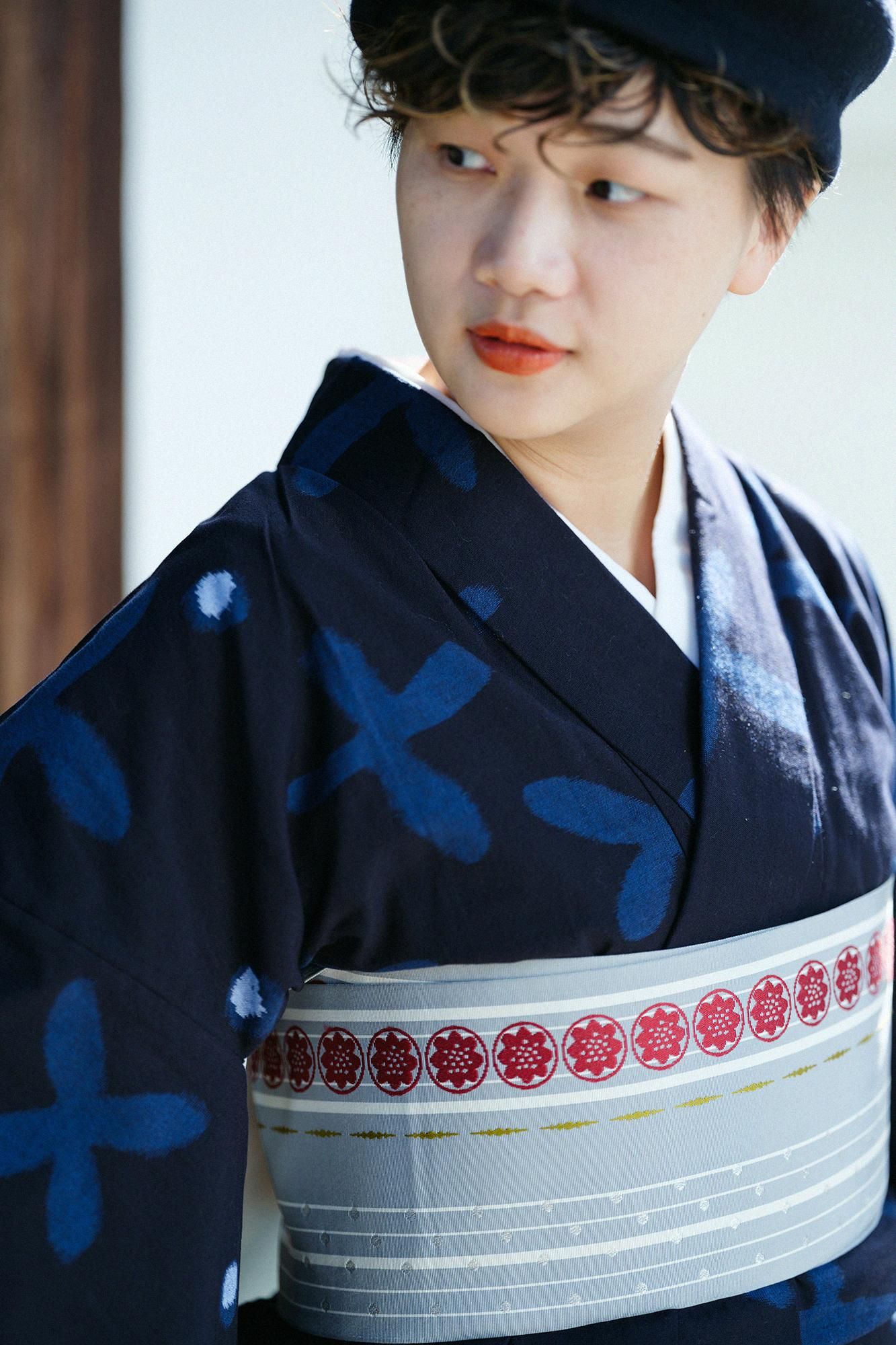 【※不包括縫製費用】久留米織布料/蘿蔔草深藍色