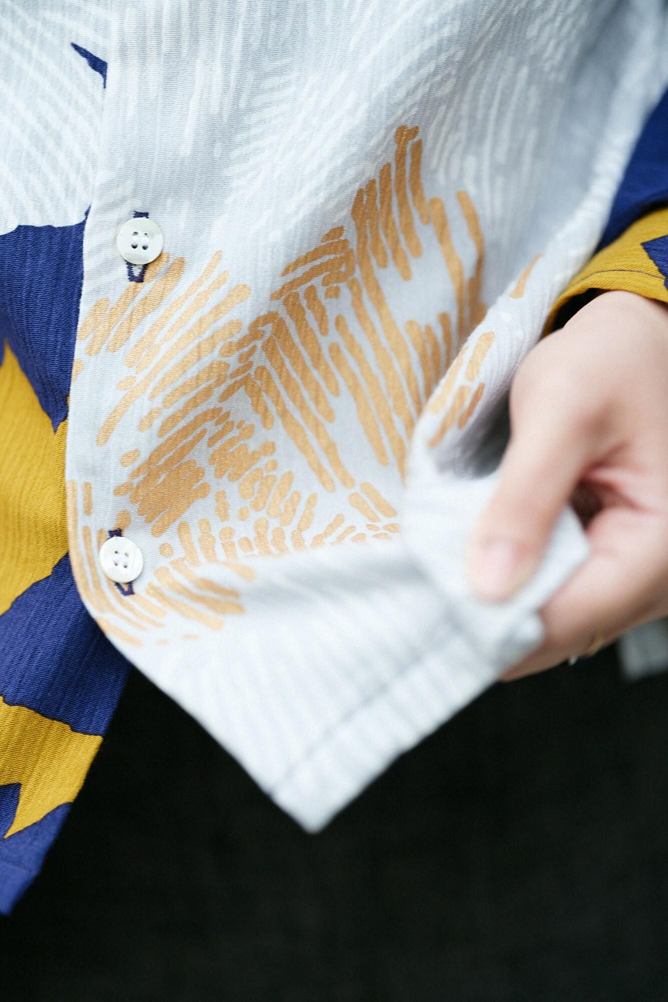 高島縮棉 20/20 和服袖 襯衫/芍薬 黄昏月