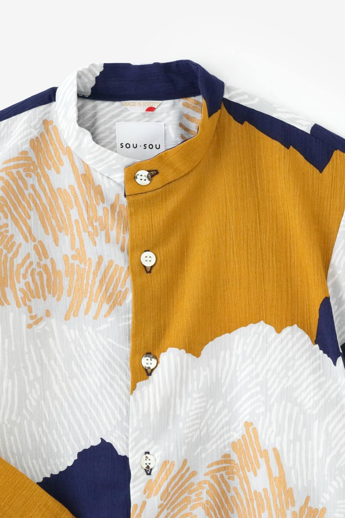 高島縮棉 20/20 和服袖 襯衫/芍薬 黄昏月