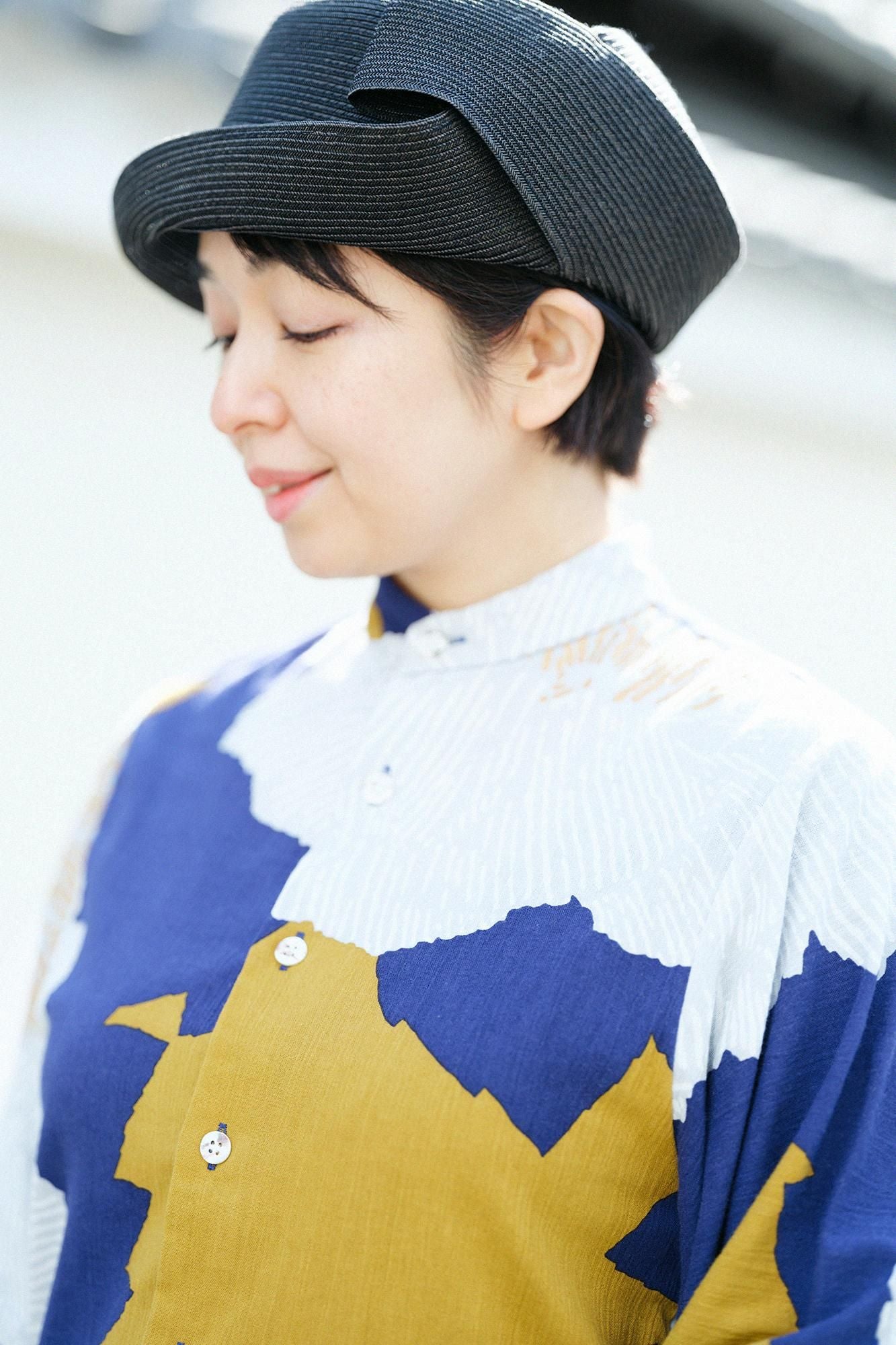 高島縮棉 20/20 和服袖 襯衫/芍薬 黄昏月