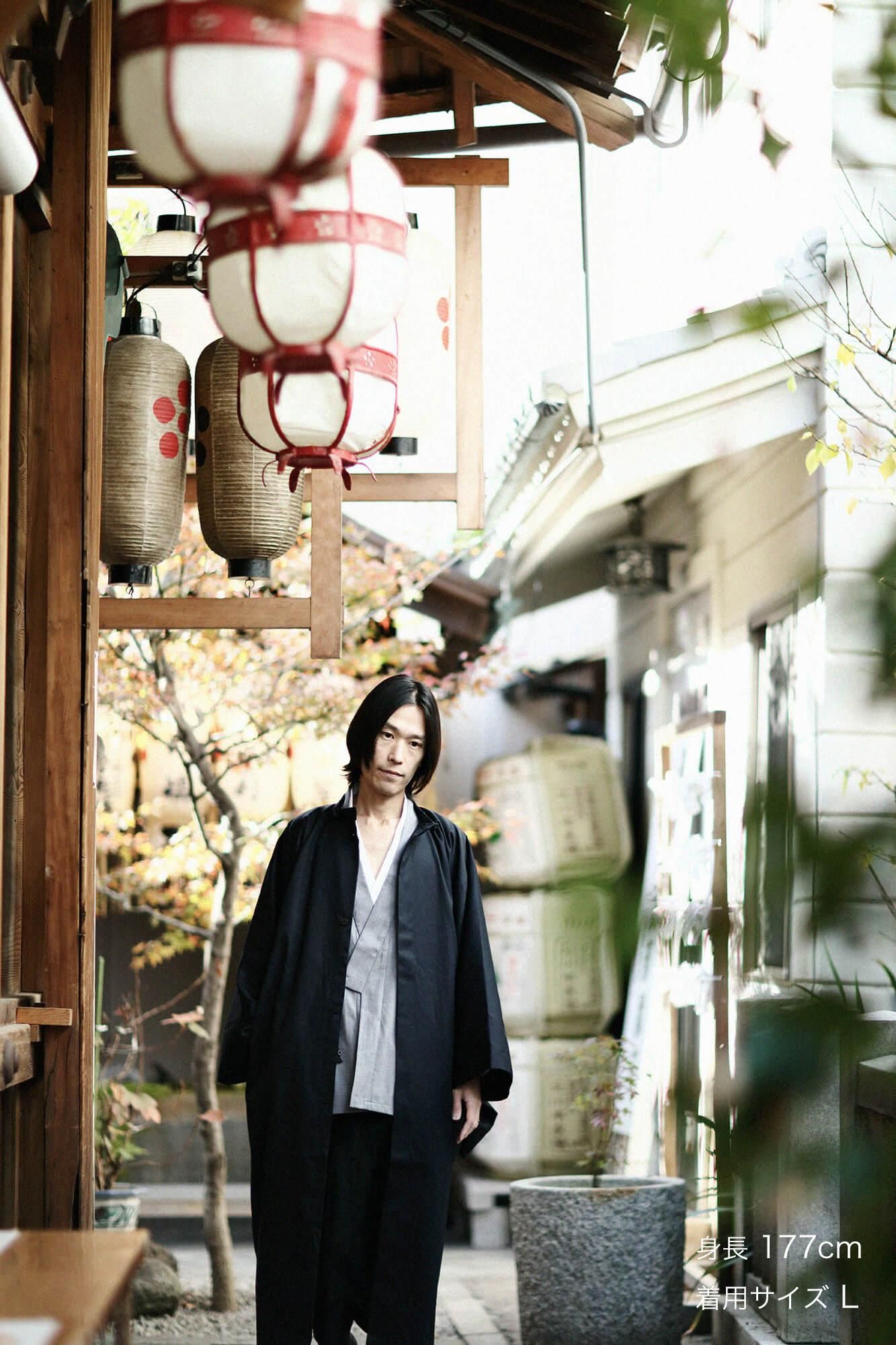 【官網限定】撥水斜紋織(對不起斜紋織) 圓領方袖外套(enryogaitou)/暗藍色