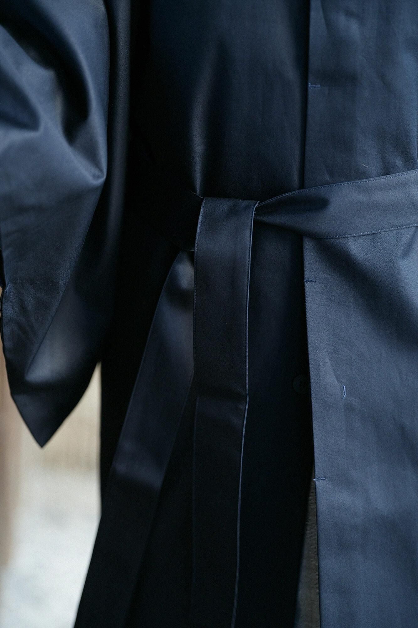 【官網限定】撥水斜紋織(對不起斜紋織) 圓領方袖外套(enryogaitou)/暗藍色