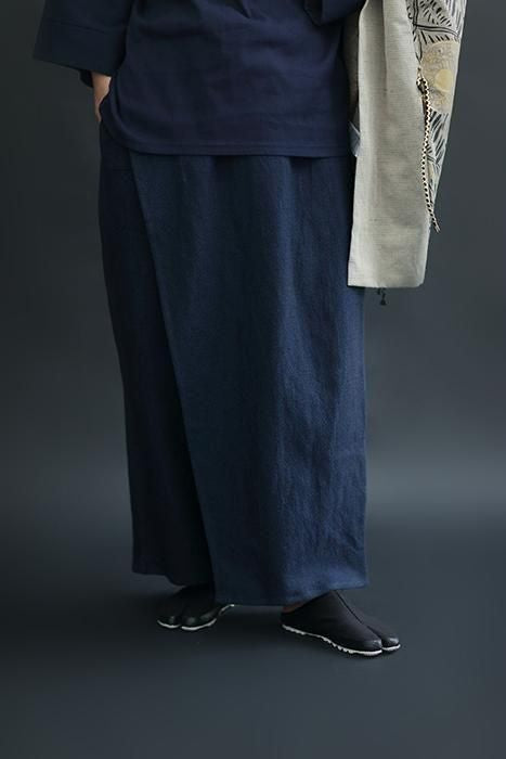 【net限定】綿麻 舶来織(はくらいおり) 筒下(つつした)/留紺(とめこん)