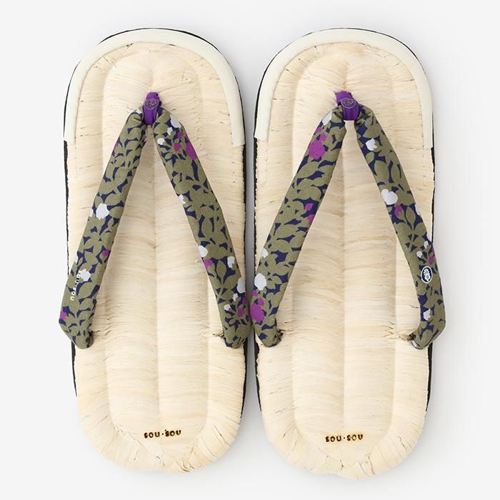 草履涼鞋 茶竹/野薔薇