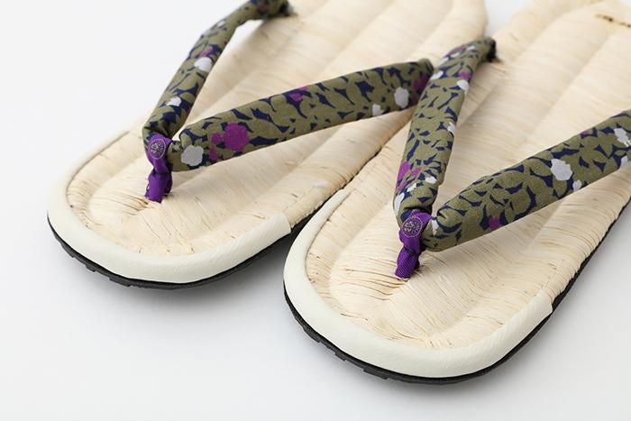 草履涼鞋 茶竹/野薔薇