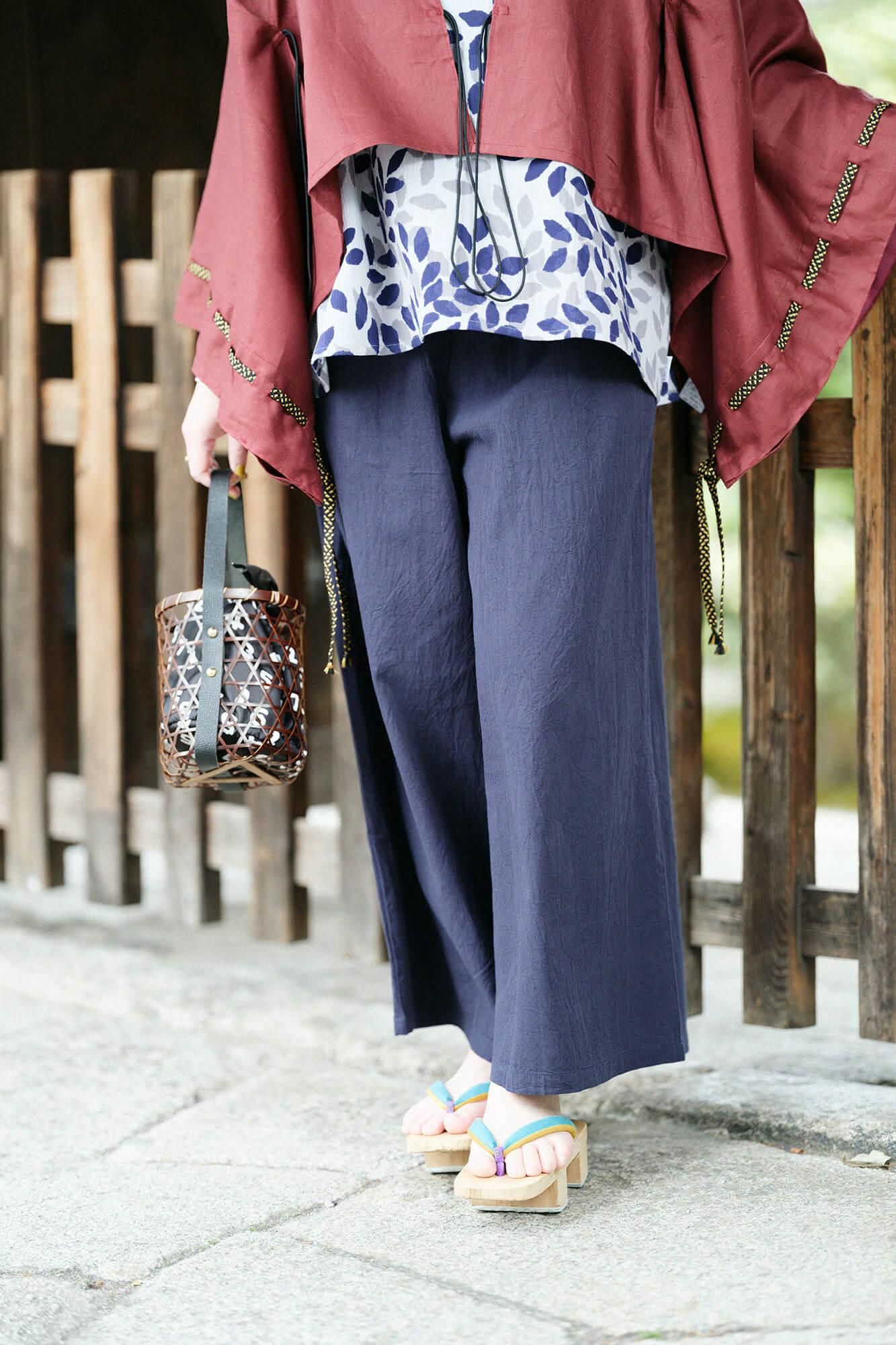 ISE棉花20/20亚麻混合宽形状(Hironari)monpe/深蓝色(Nukon)