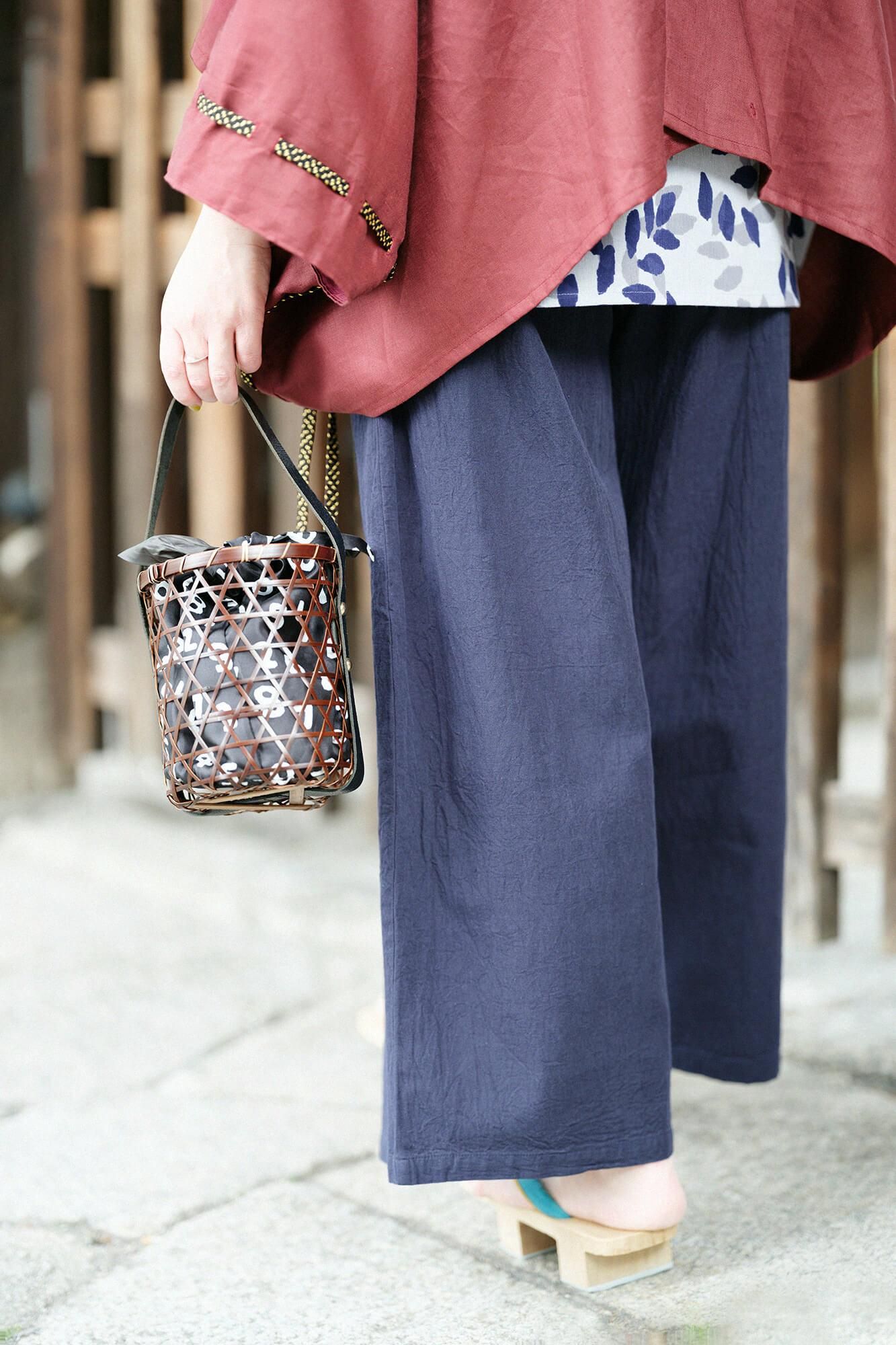 ISE棉花20/20亚麻混合宽形状(Hironari)monpe/深蓝色(Nukon)