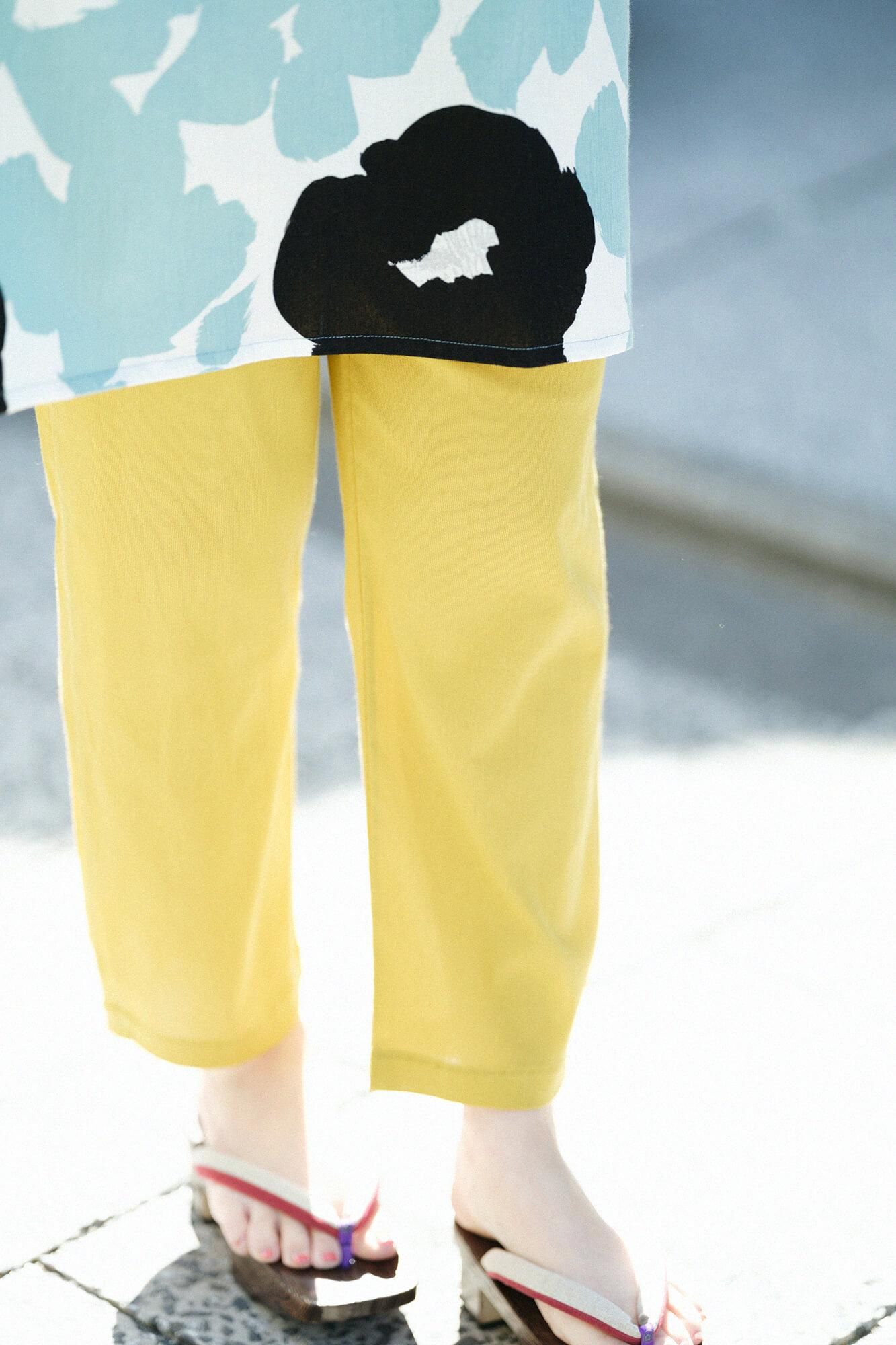 Chizimi Cotton 40/40 Skinny Pants / Mustard Color