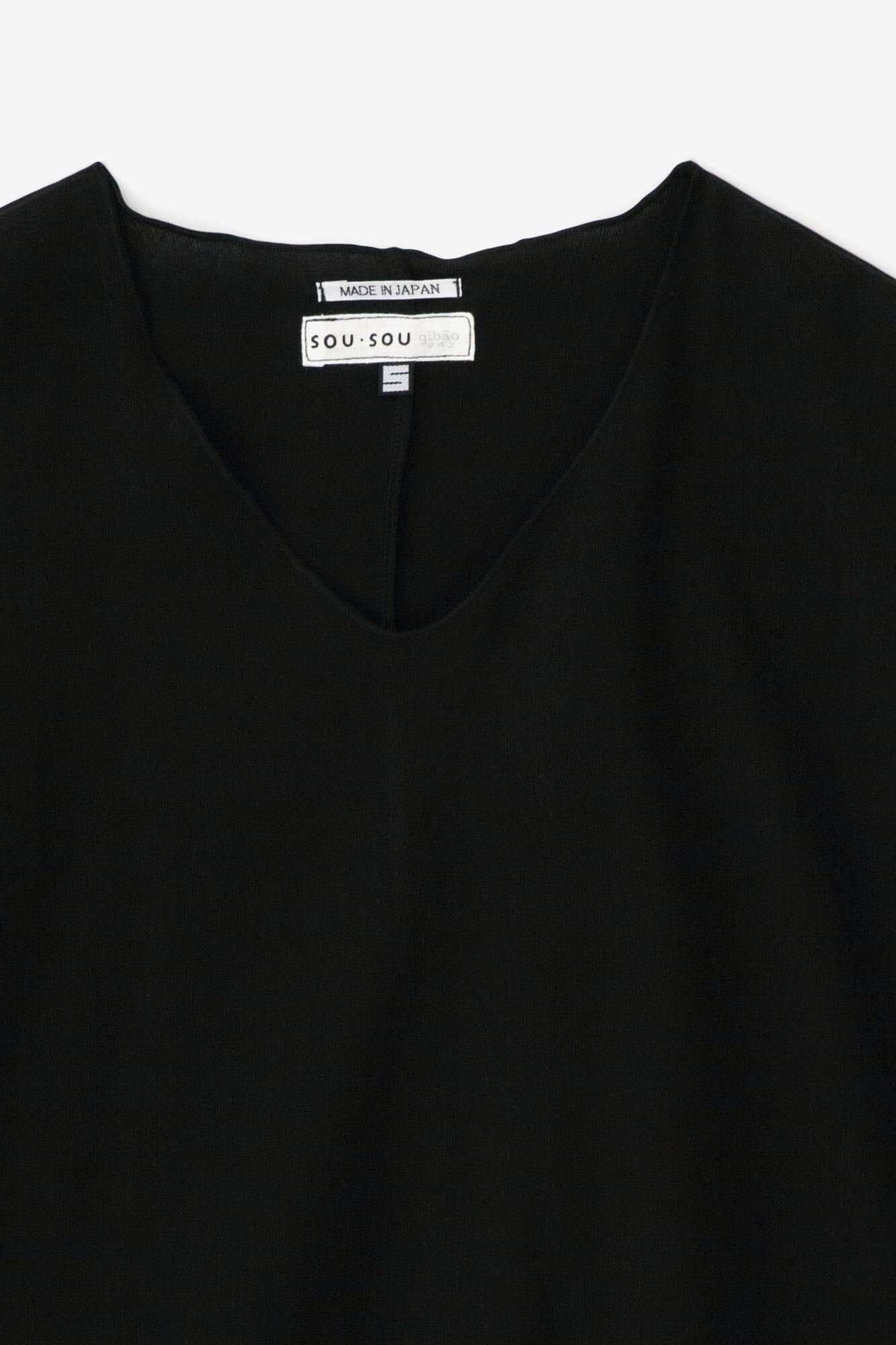 高島縮棉 40/40短袖上衣/黑色