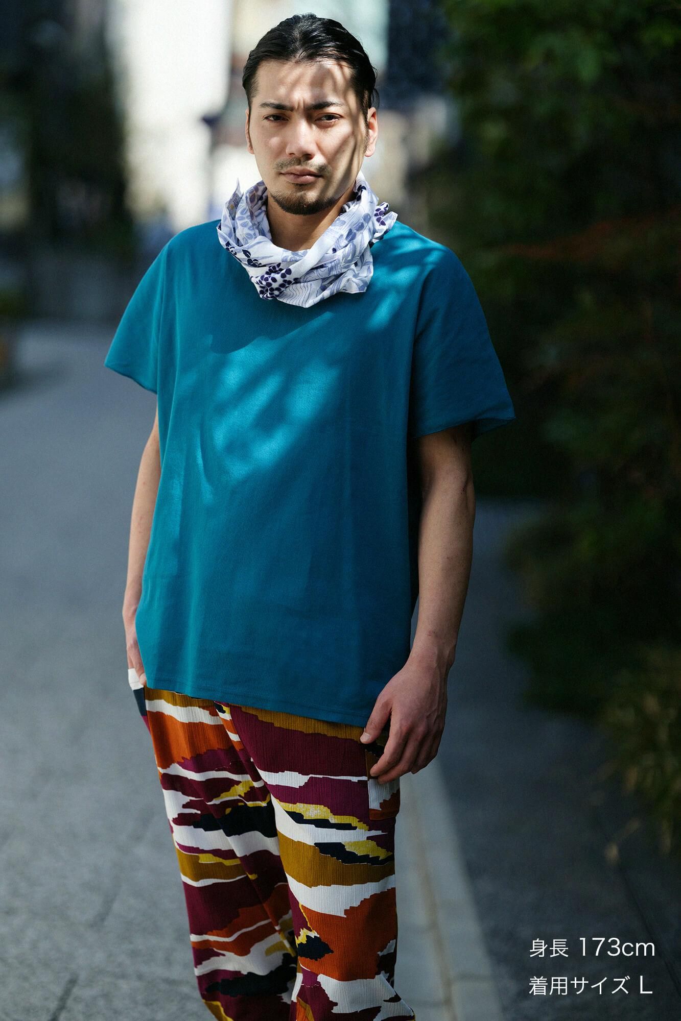 高島縮棉 40/40 短袖上衣/海綠色