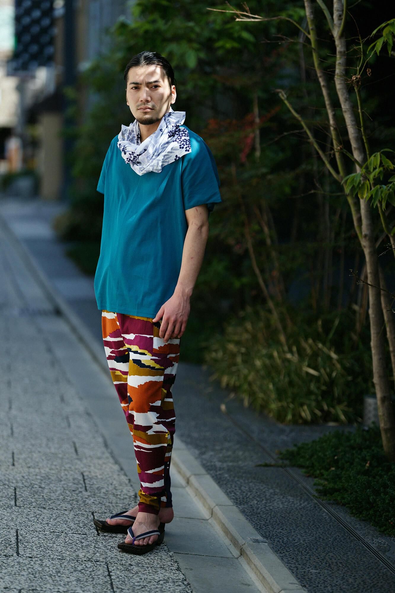 高島縮棉 40/40 短袖上衣/海綠色