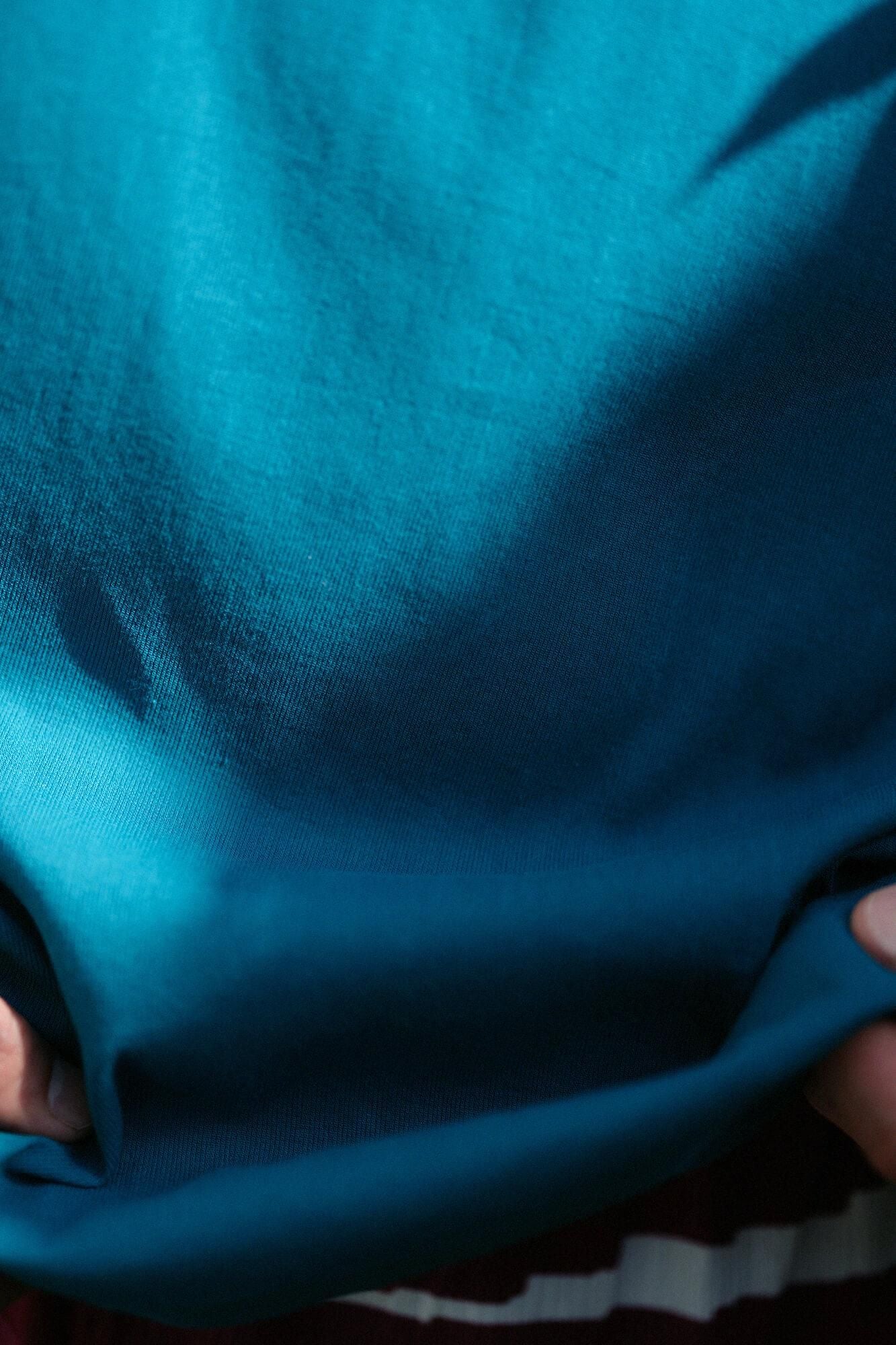 高島縮棉 40/40 短袖上衣/海綠色