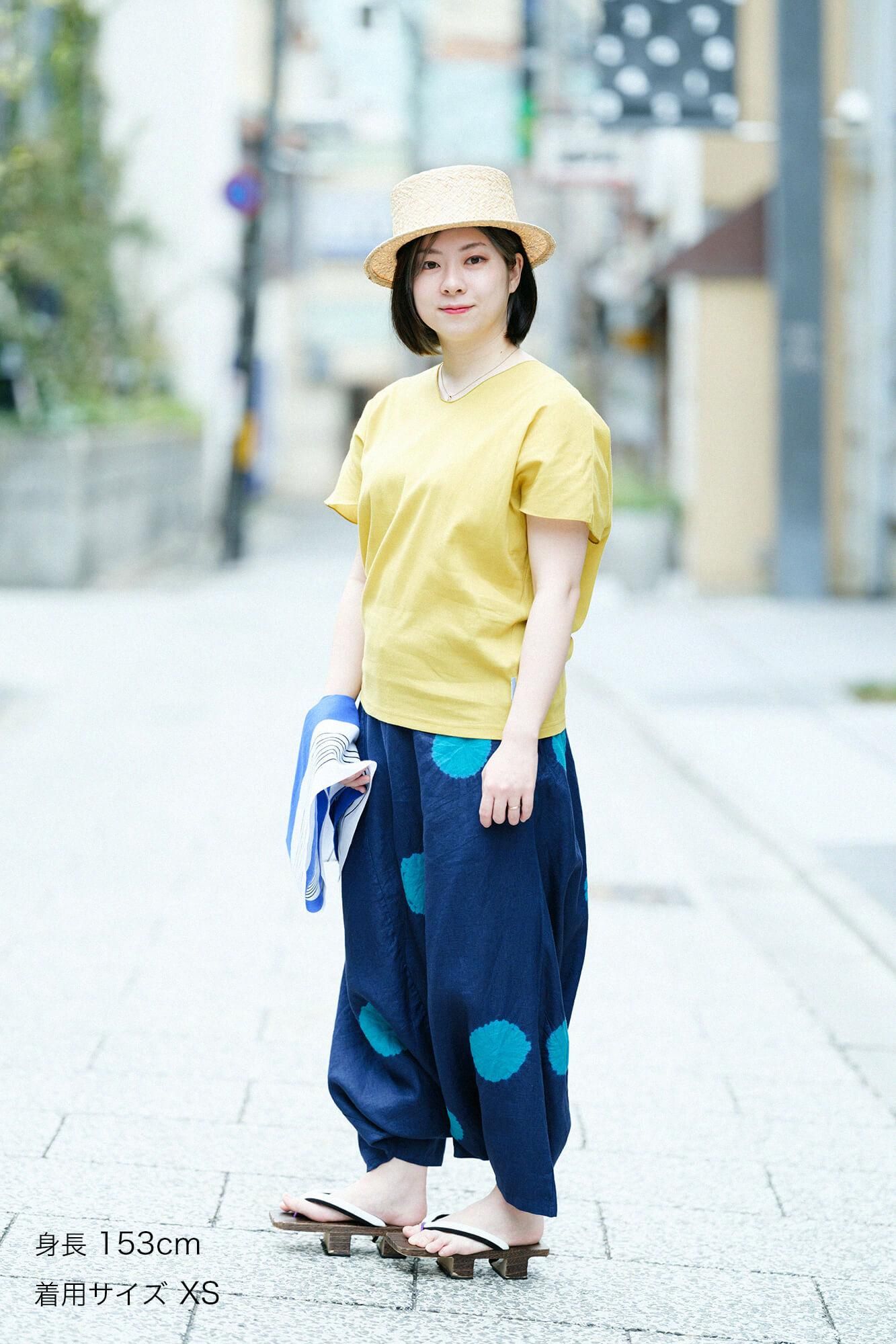 高島縮棉 40/40 短袖上衣/芥末黃