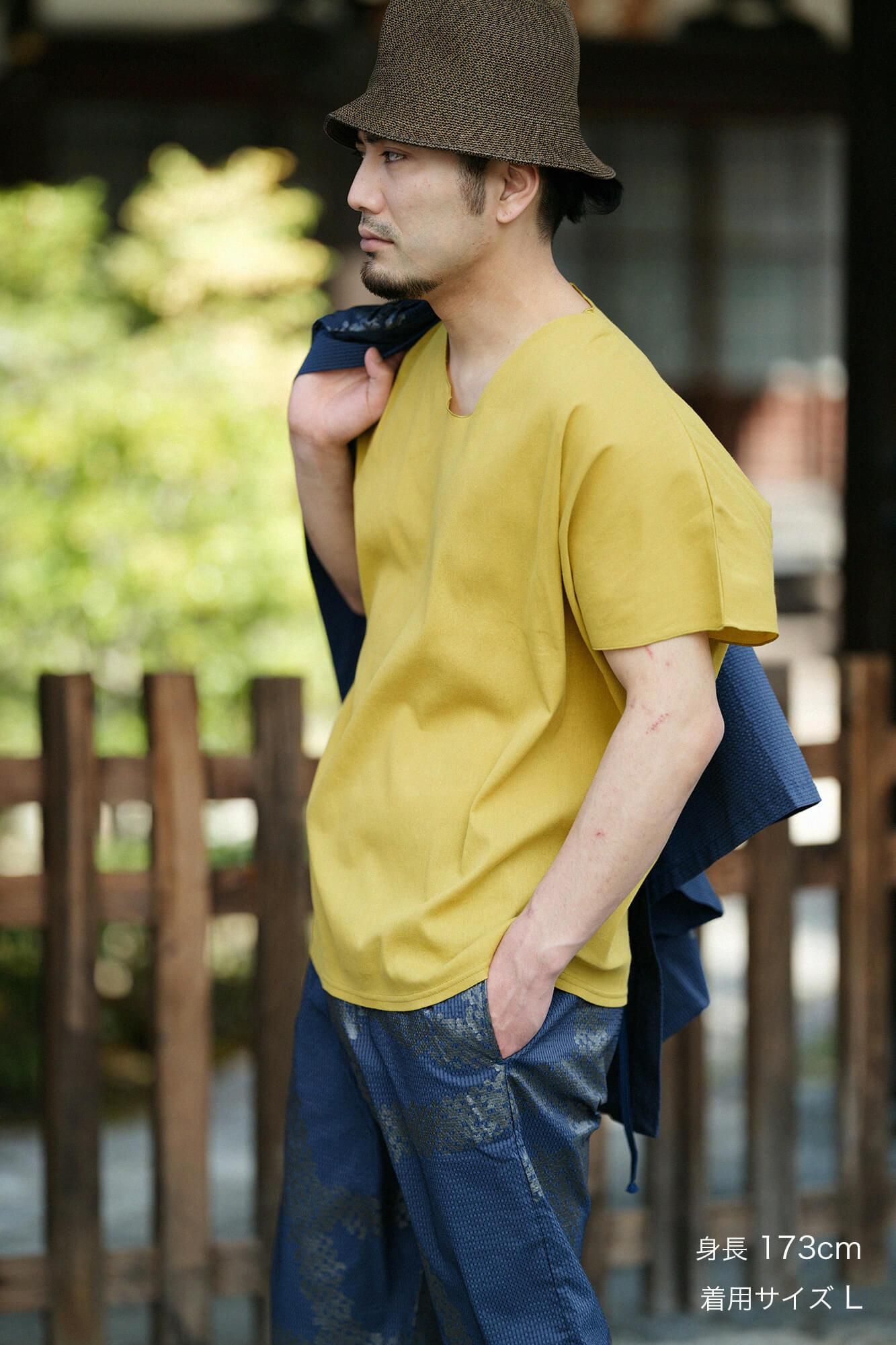 高島縮棉 40/40 短袖上衣/芥末黃