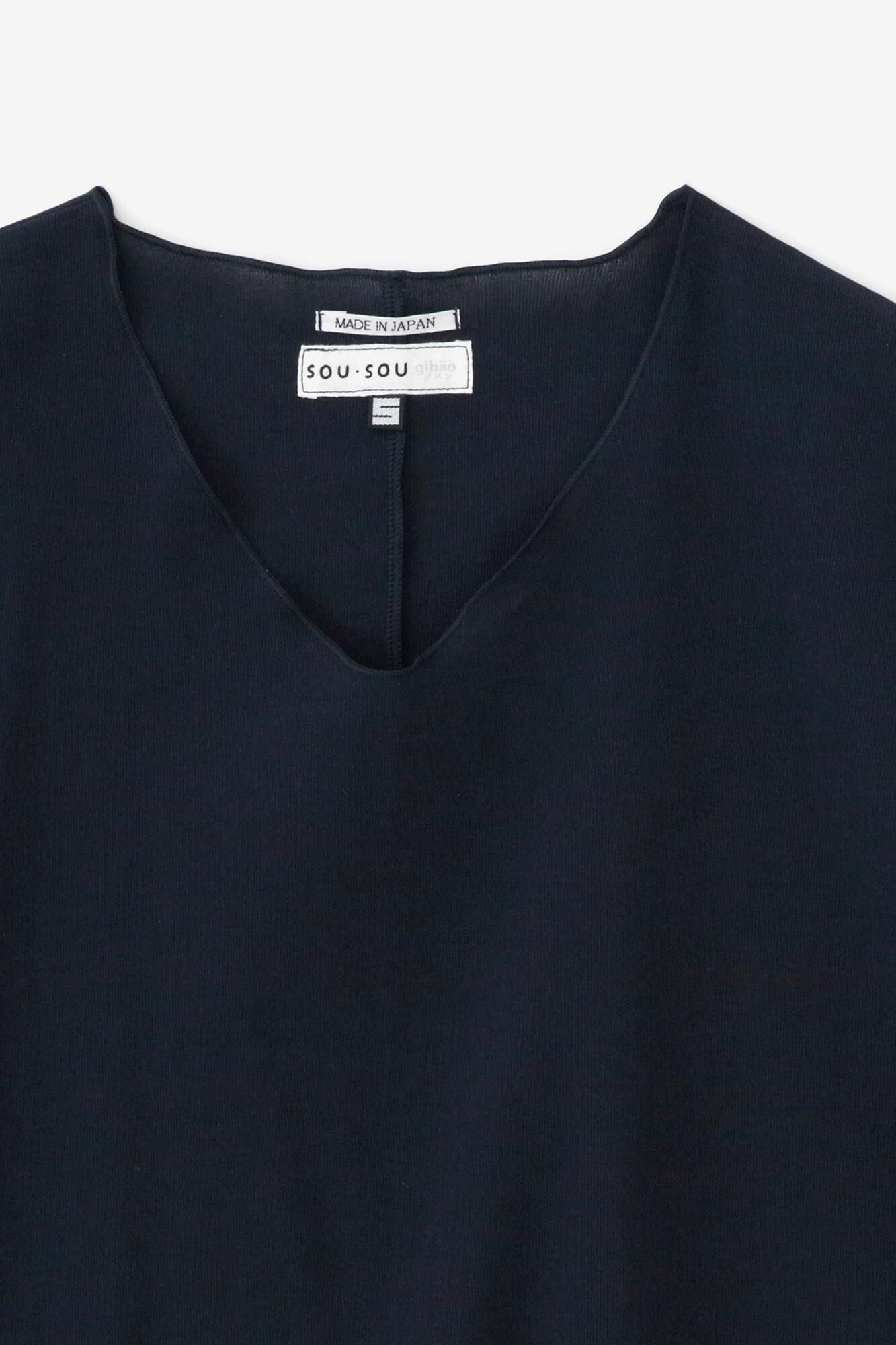 高島縮棉 40/40 短袖上衣/藍黑色