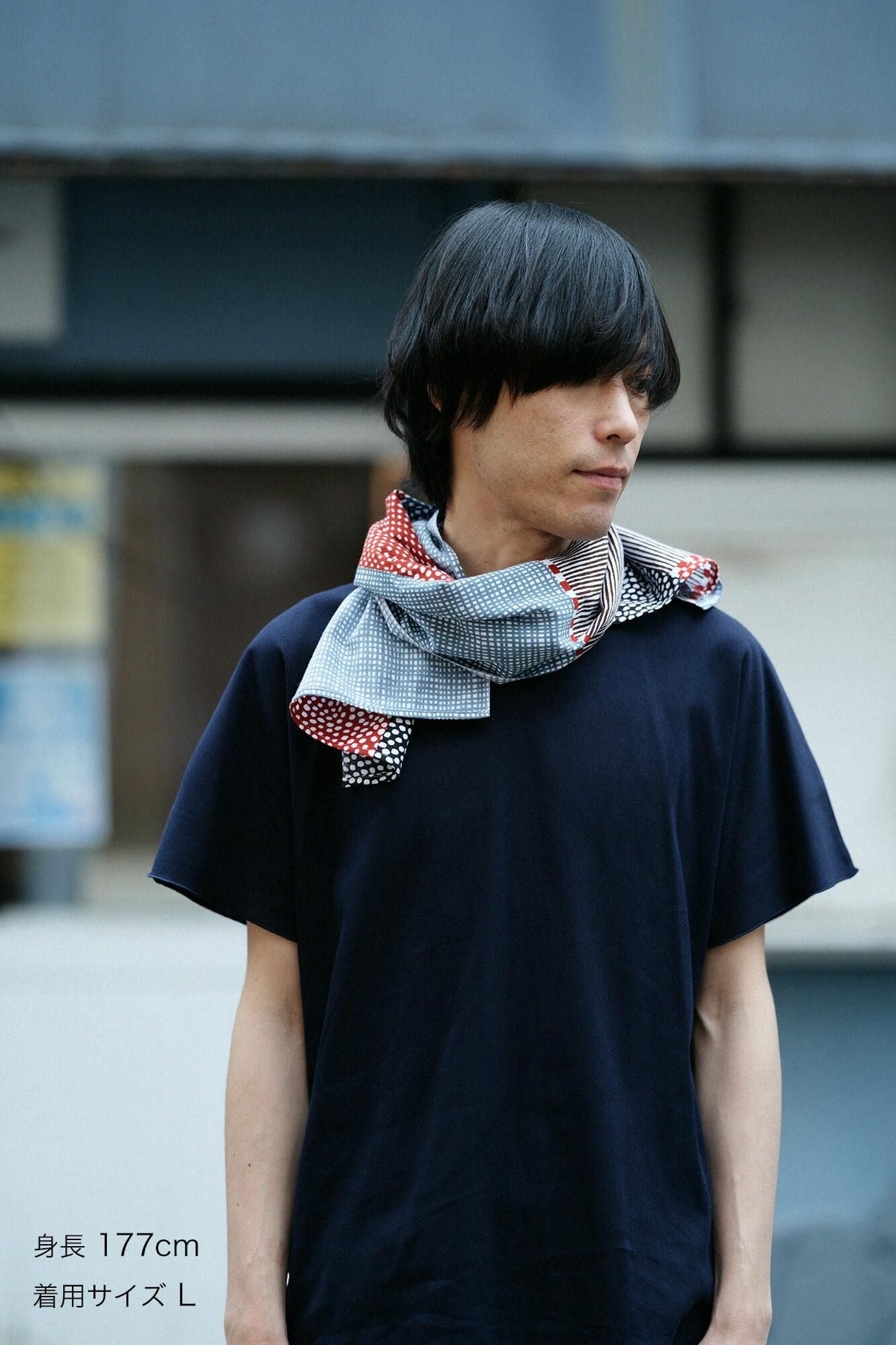 高島縮棉 40/40 短袖上衣/藍黑色