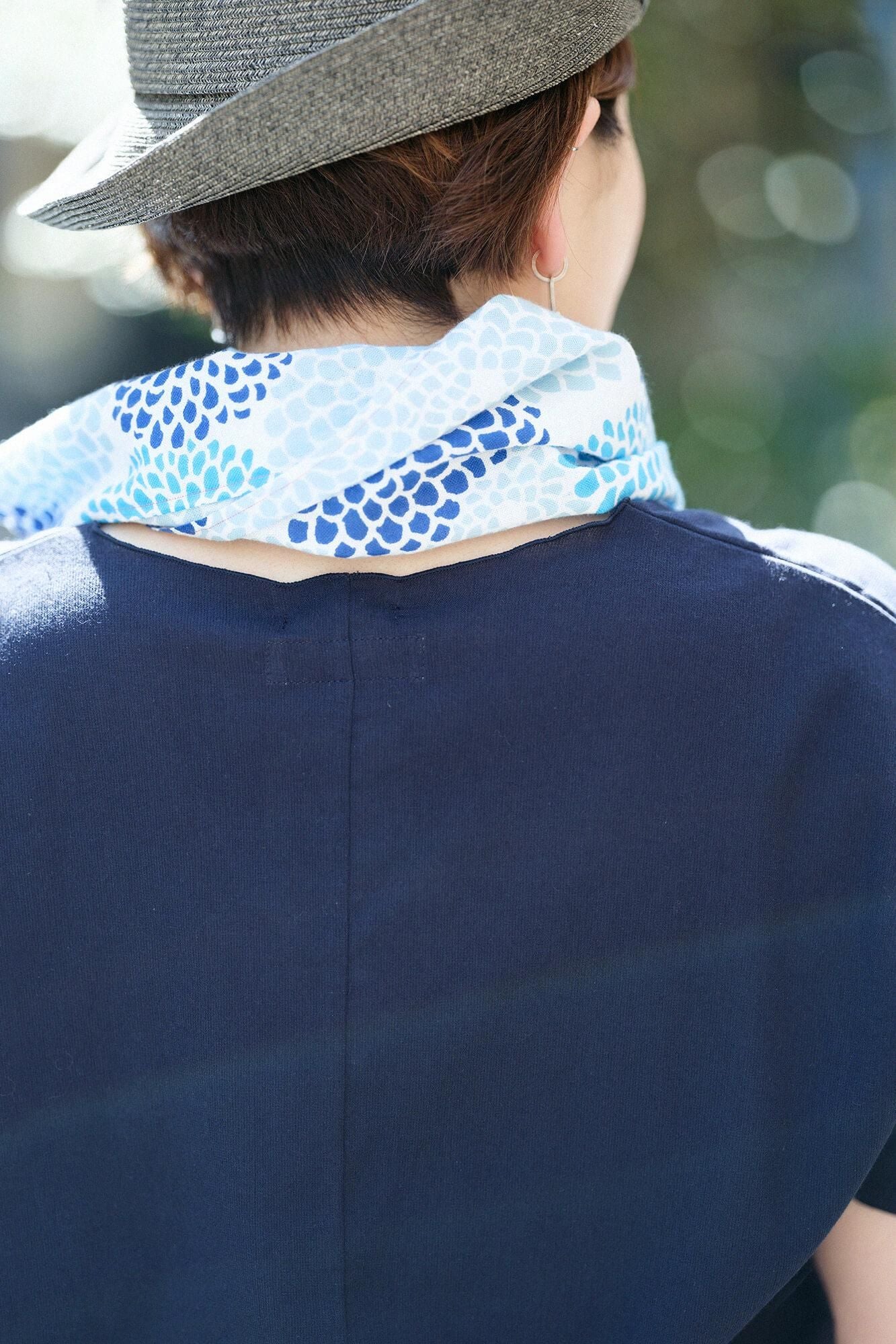 高島縮棉 40/40 短袖上衣/藍黑色