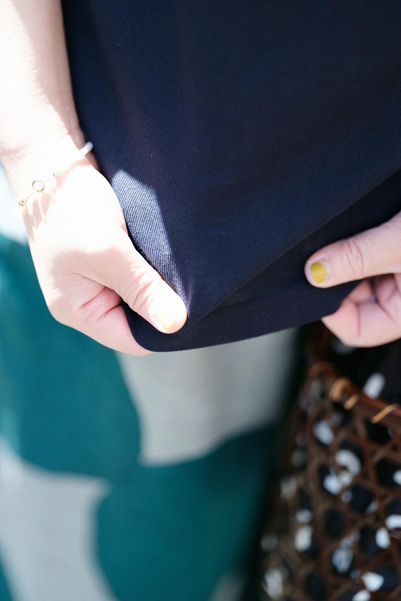 高島縮棉 40/40 短袖上衣/藍黑色