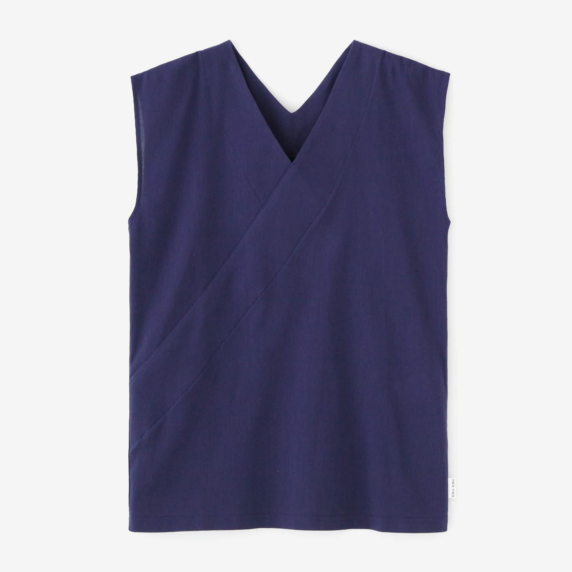 Takashima Chijimi 40/40 kragenloser Jiban/Marineblau