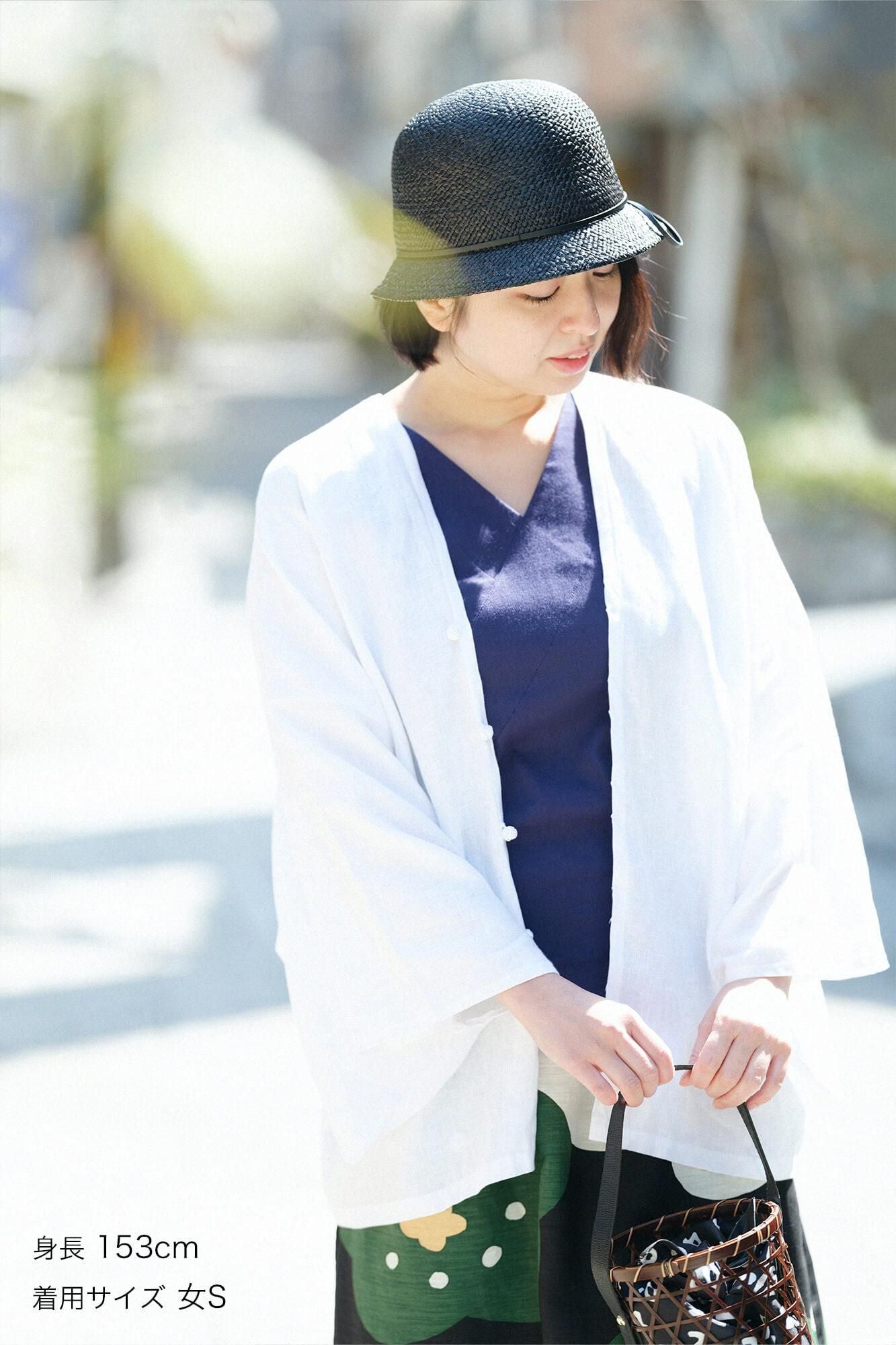 Takashima Chijimi 40/40 kragenloser Jiban/Marineblau