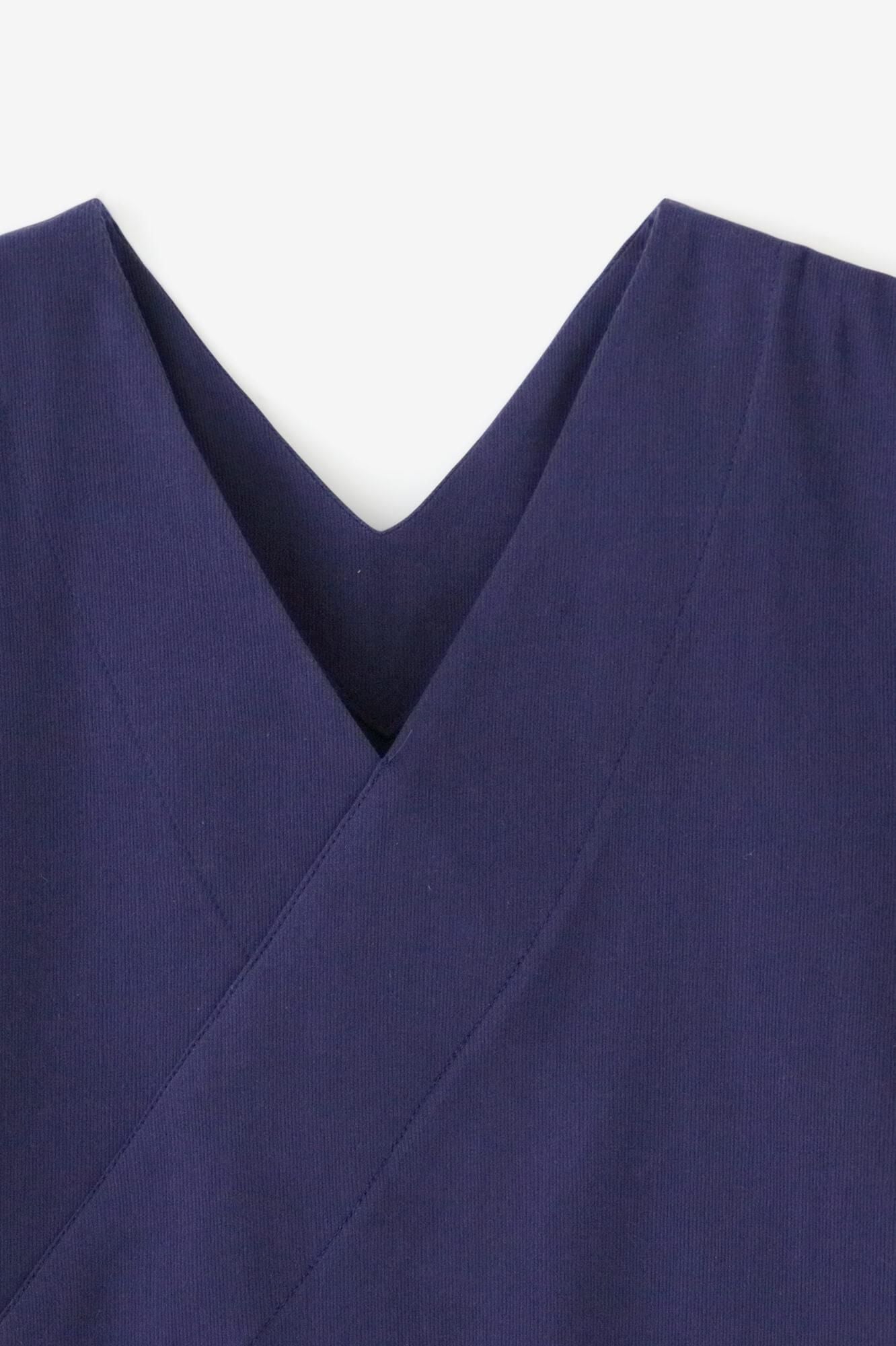 Takashima Chijimi 40/40 kragenloser Jiban/Marineblau