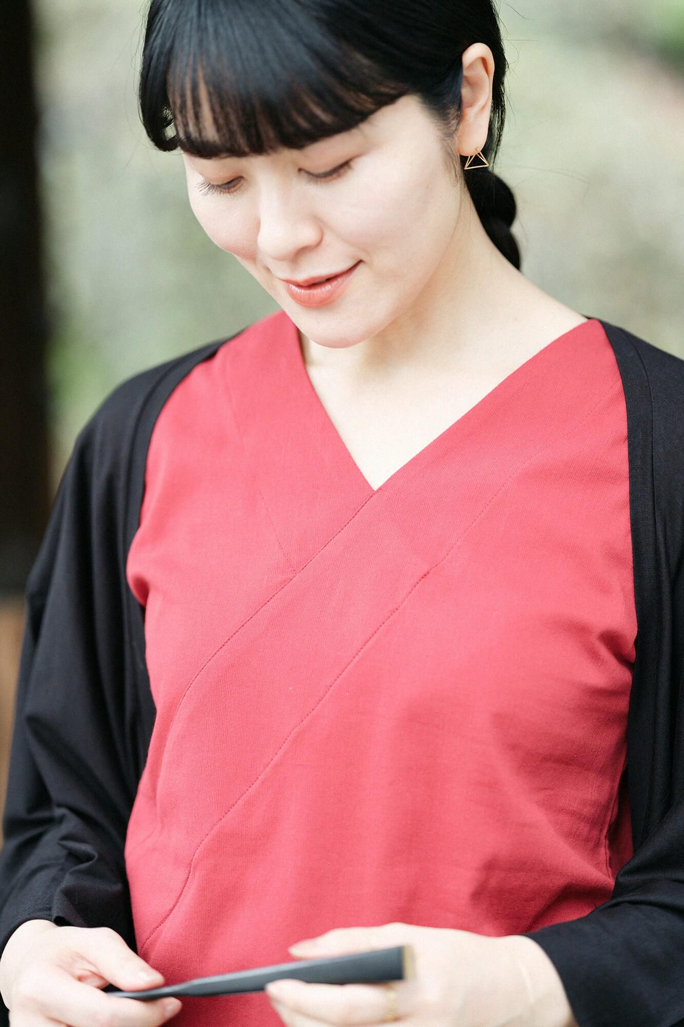 Takashima Chijimi 40/40 Kragenloser Jibang/Bernsteinfarbe