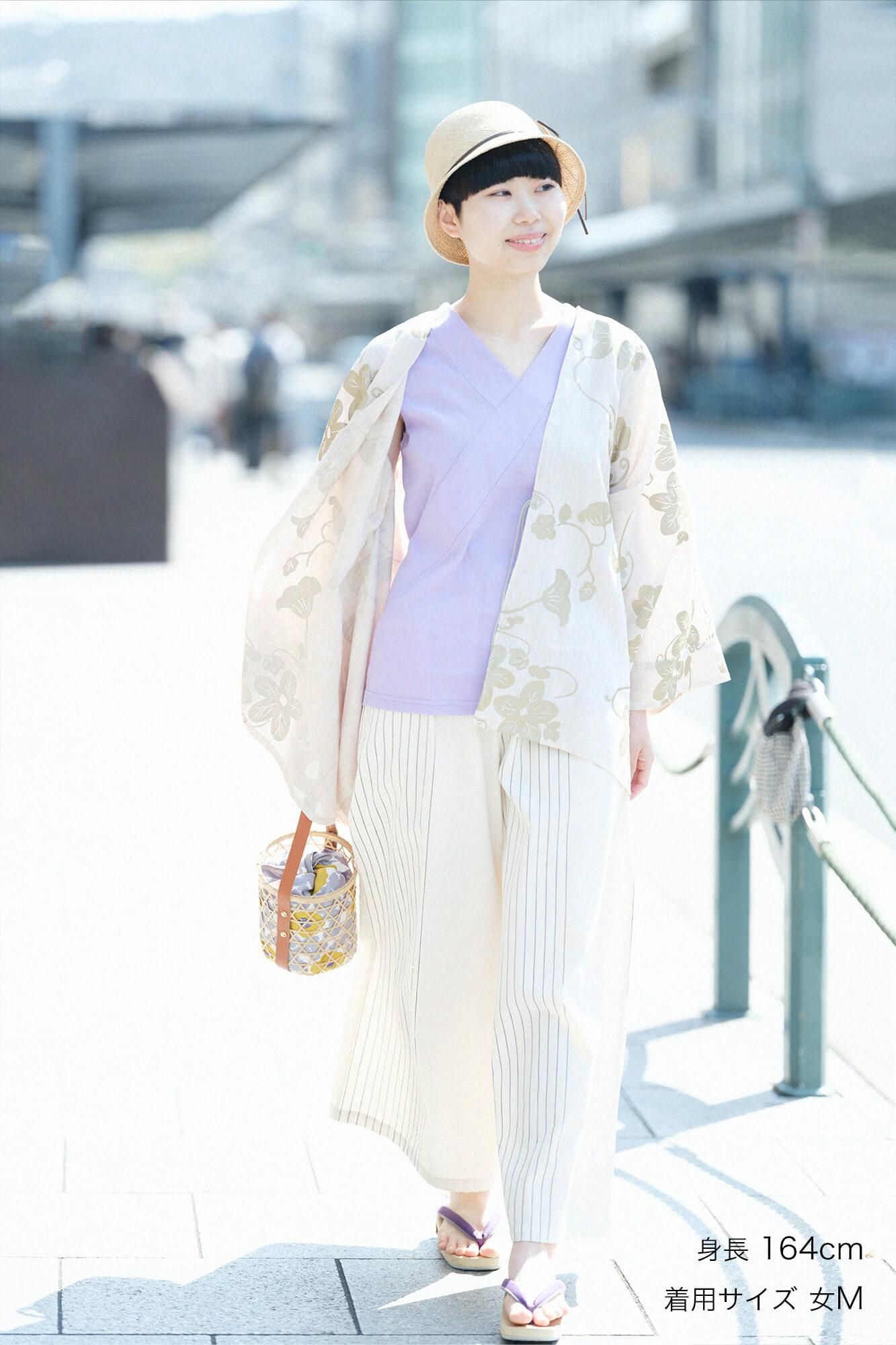 Chizimi Cotton 40/40 V-neck Shirt / Light Light Lilac