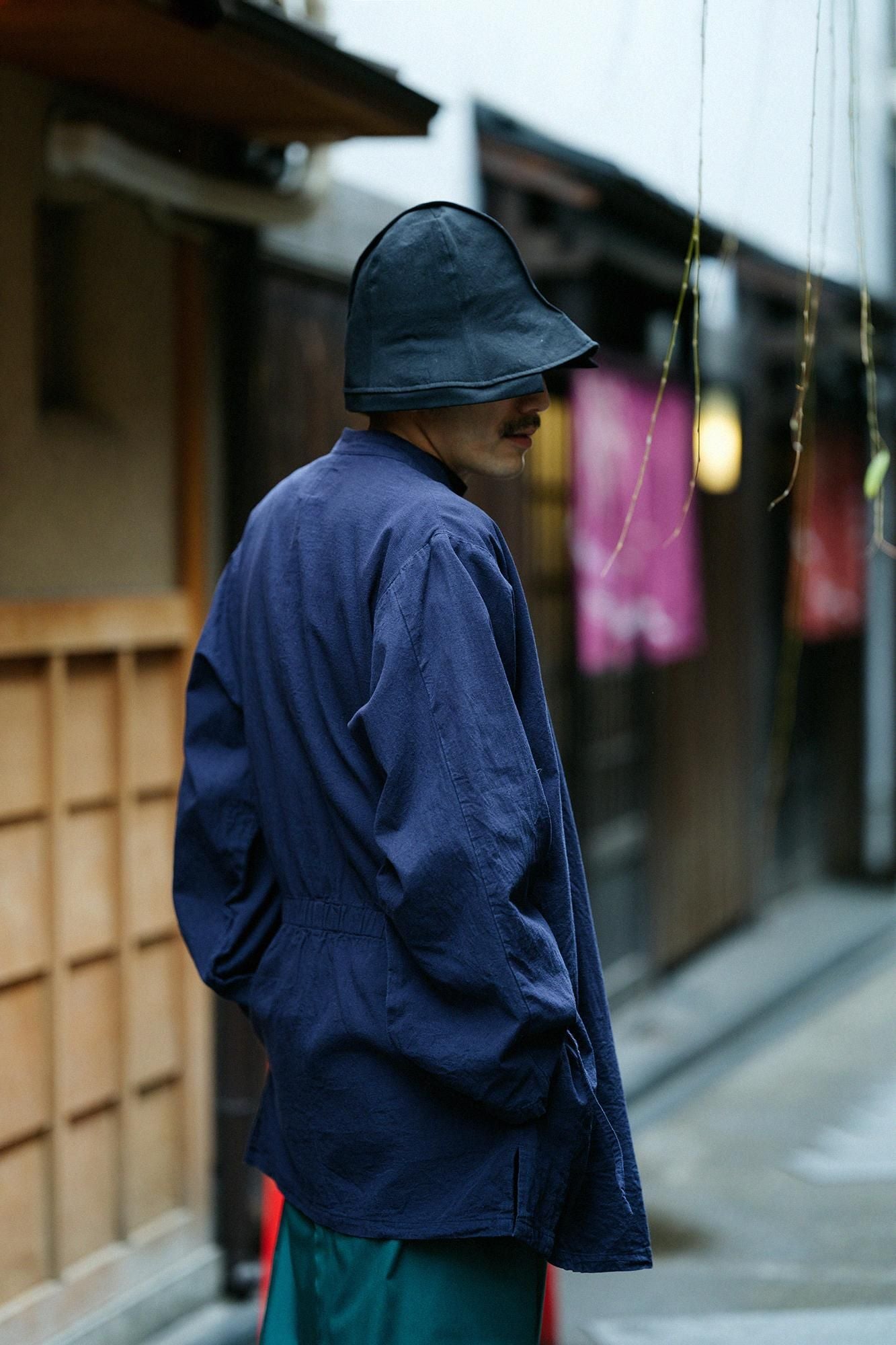 Isemomen Cotton 20/20 Linen-blend Samue Worker Jacket / Dark Blue