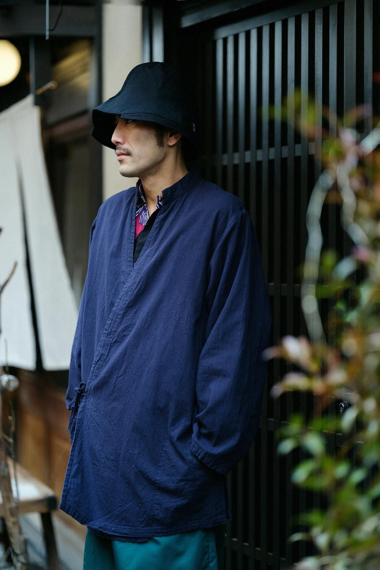Isemomen Cotton 20/20 Linen-blend Samue Worker Jacket / Dark Blue