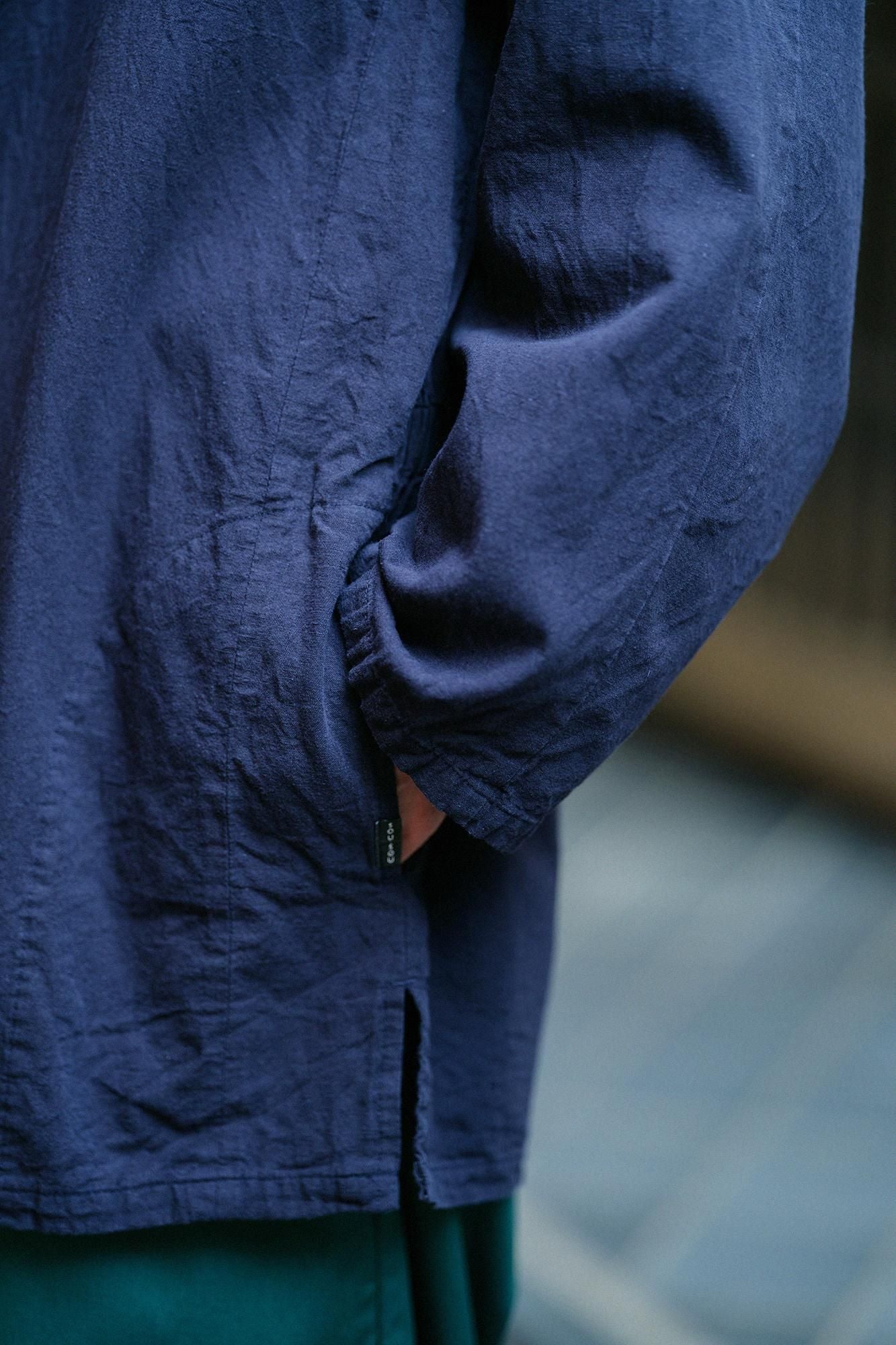Isemomen Cotton 20/20 Linen-blend Samue Worker Jacket / Dark Blue