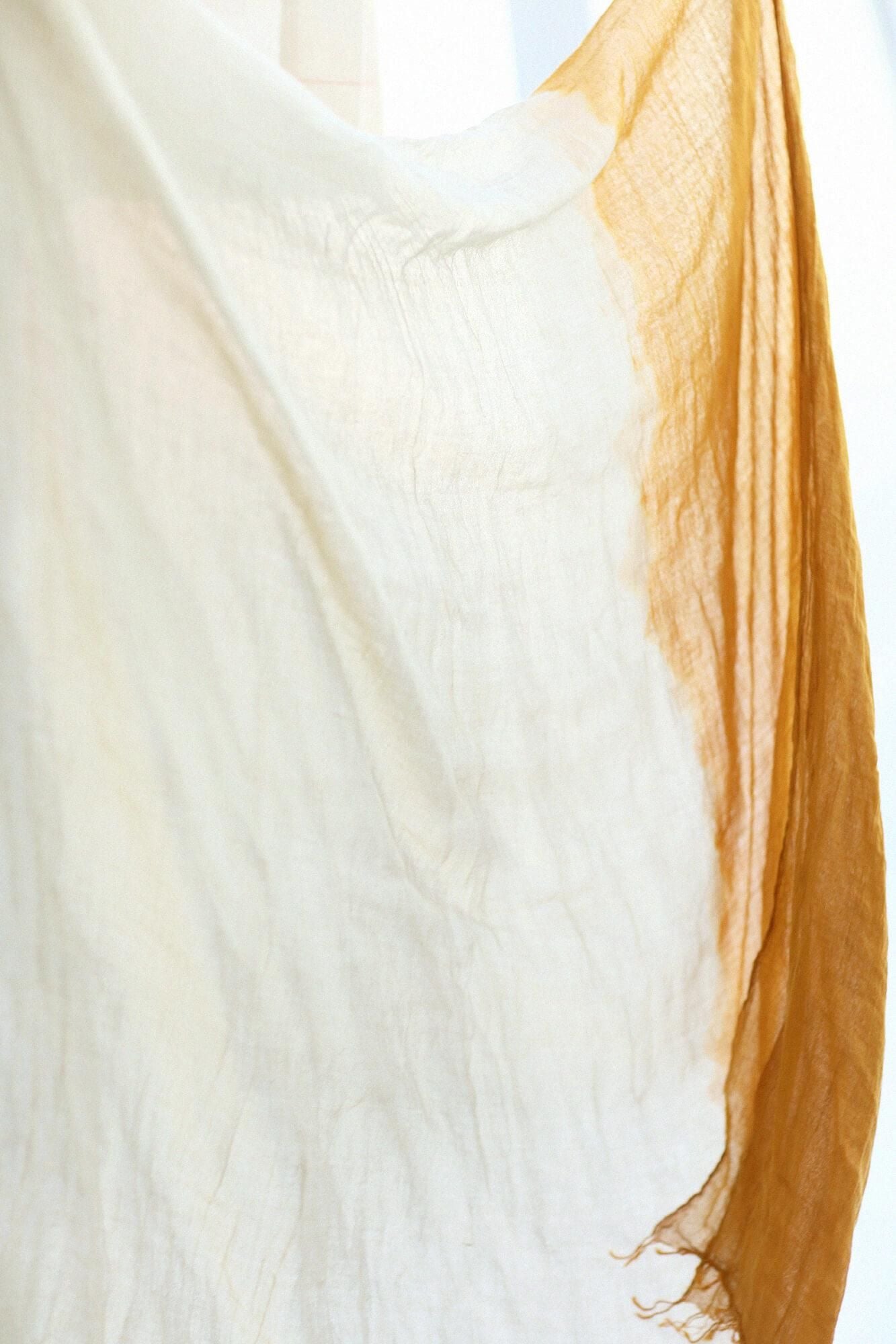 田端紮染 披肩/分層染 淡黄色×泥黄色