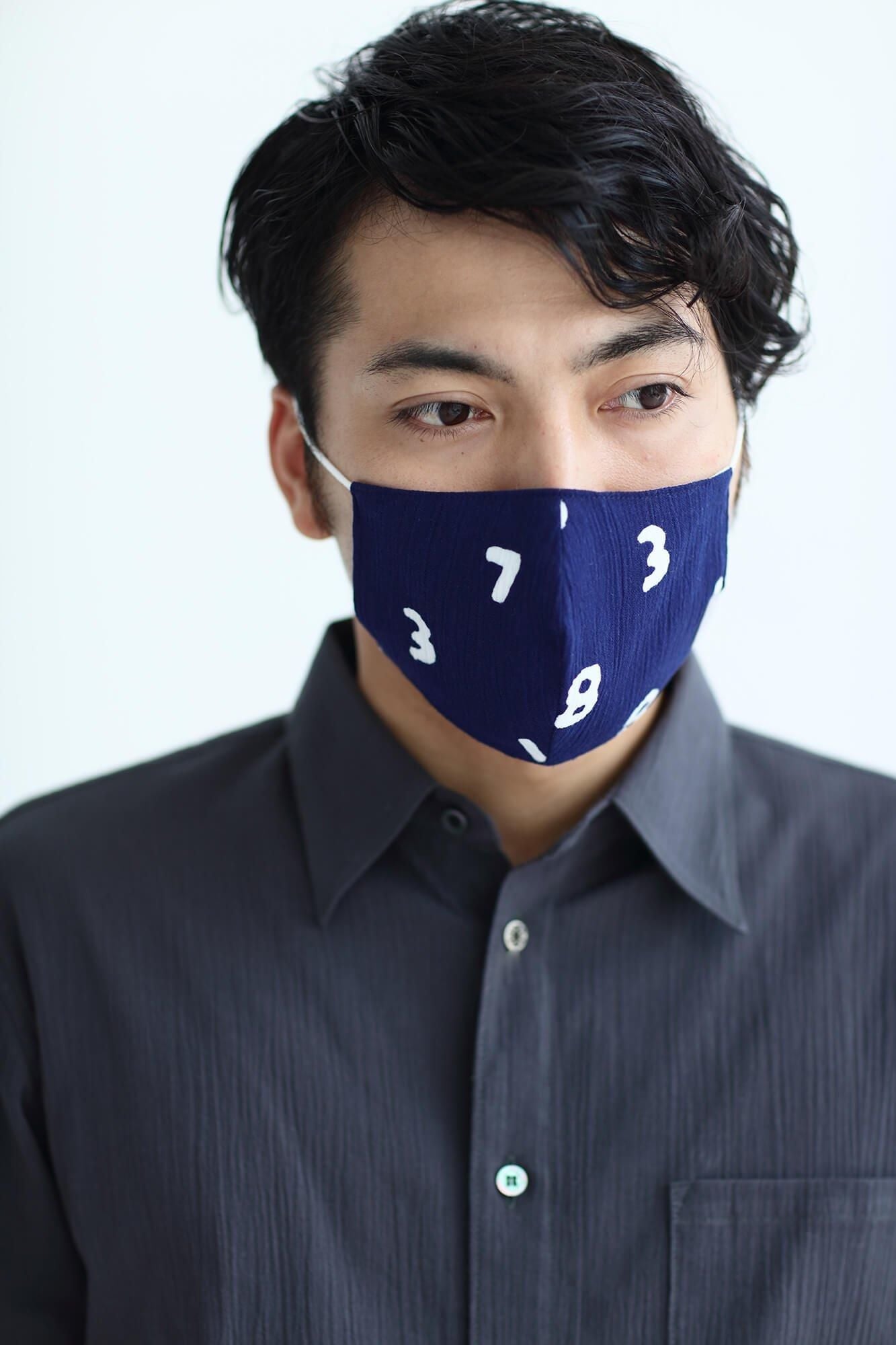 ◎【30%OFF】高島縮棉圖案紋樣布口罩(僅限M碼)/ SO-SU-U十數深藍色