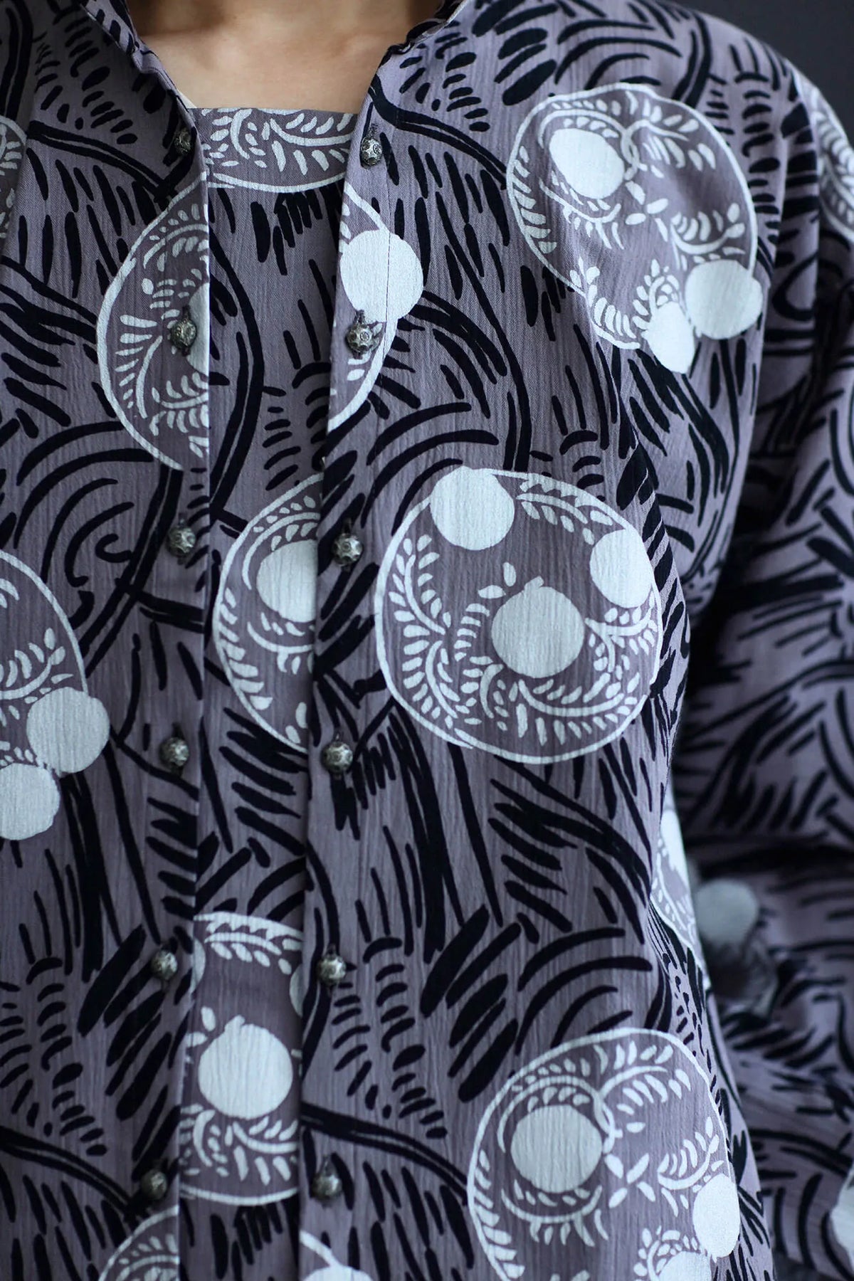 【net Limited】Chizimi Cotton 20/20 Double Breasted Shirt / Somon